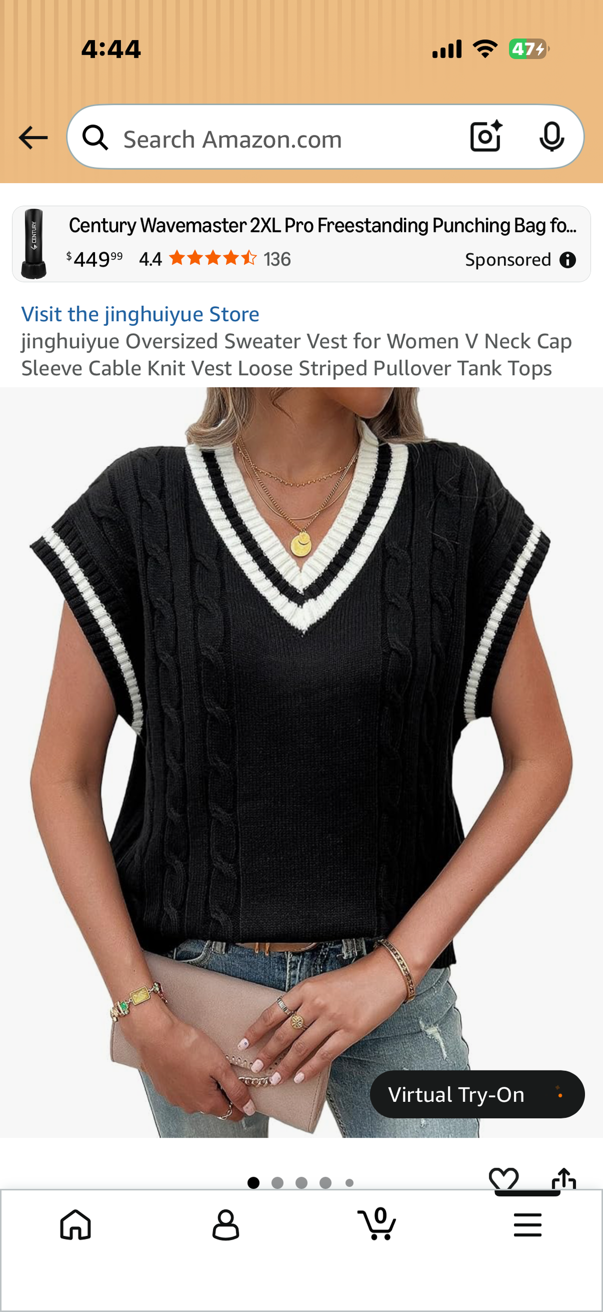Oversized Sweater Vest for Women V Neck Cap Sleeve Cable Knit Vest Loose Striped Pullover Tank Tops (Size Medium)