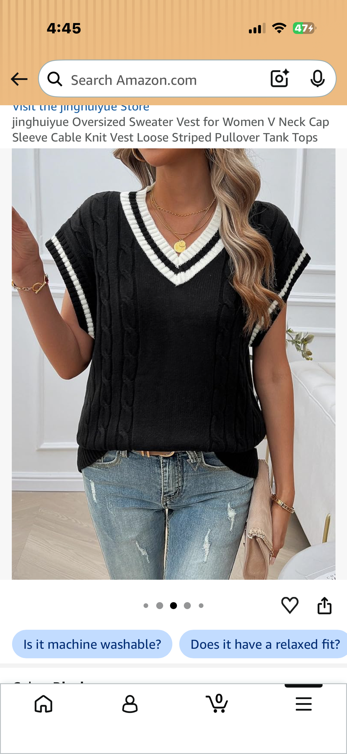 Oversized Sweater Vest for Women V Neck Cap Sleeve Cable Knit Vest Loose Striped Pullover Tank Tops (Size Medium)