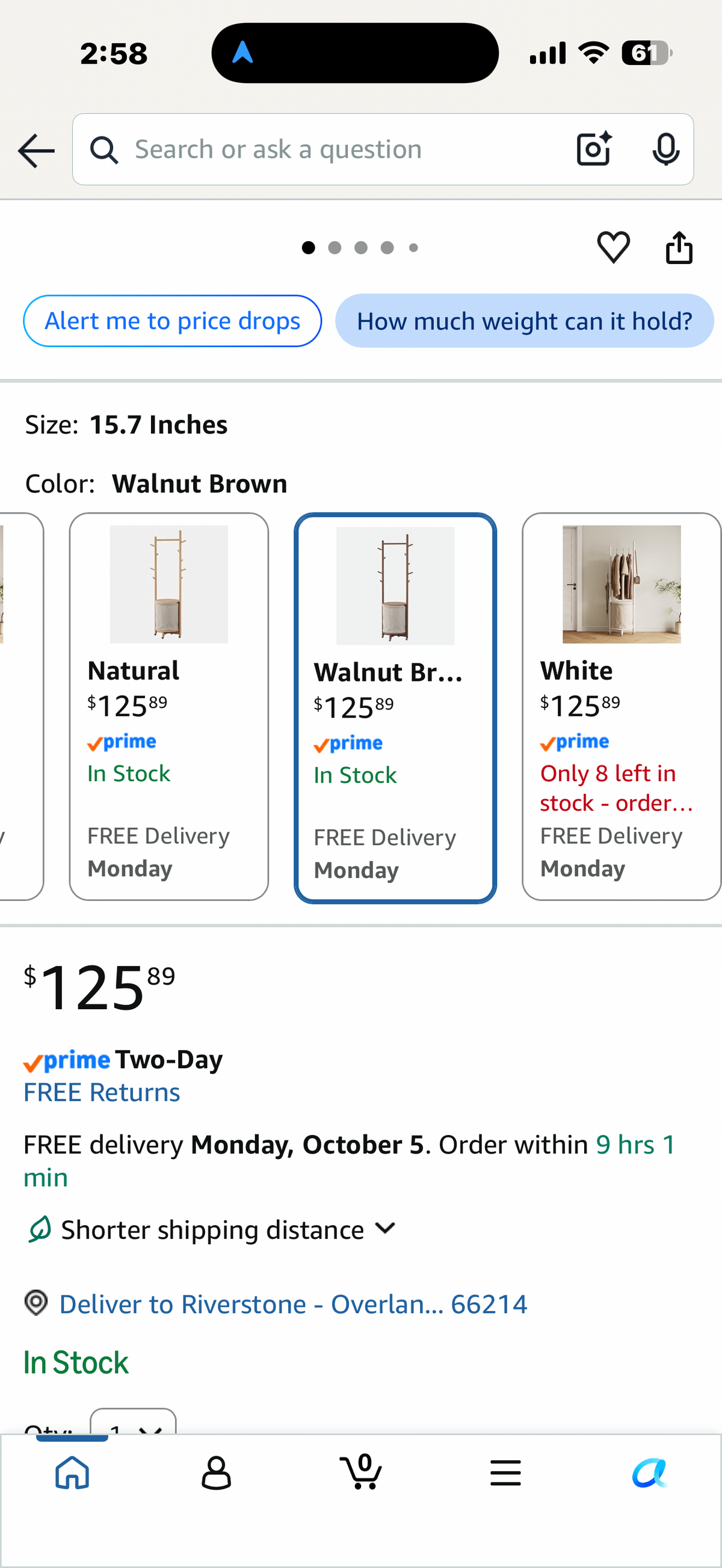 Solid Wood Coat Rack with Fabric Basket