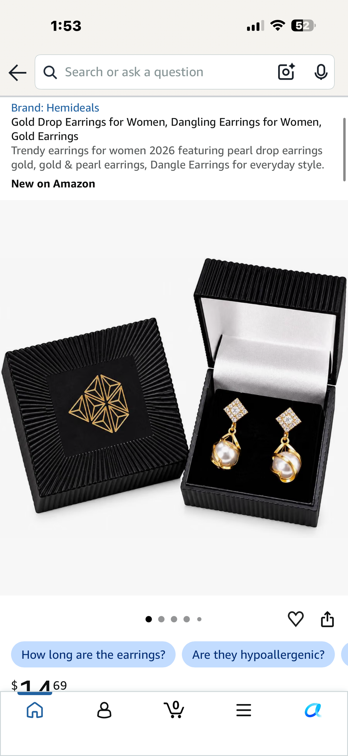 Gold Drop Earrings for Women, Dangling Earrings for Women, Gold Earrings