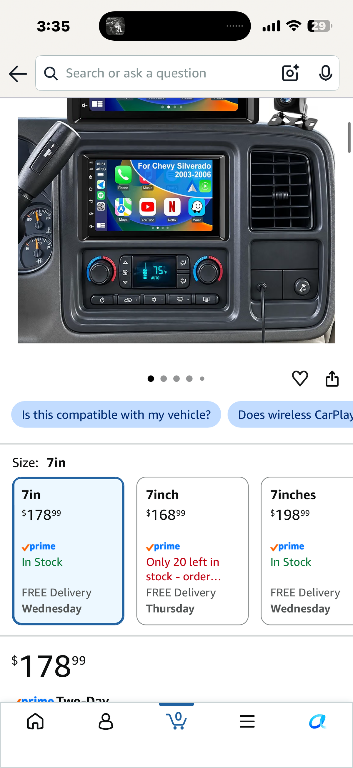 5GWiFi Car Radio for 2003-2006 Chevy Silverado 1500/2500/3500 GMC Sierra 7"