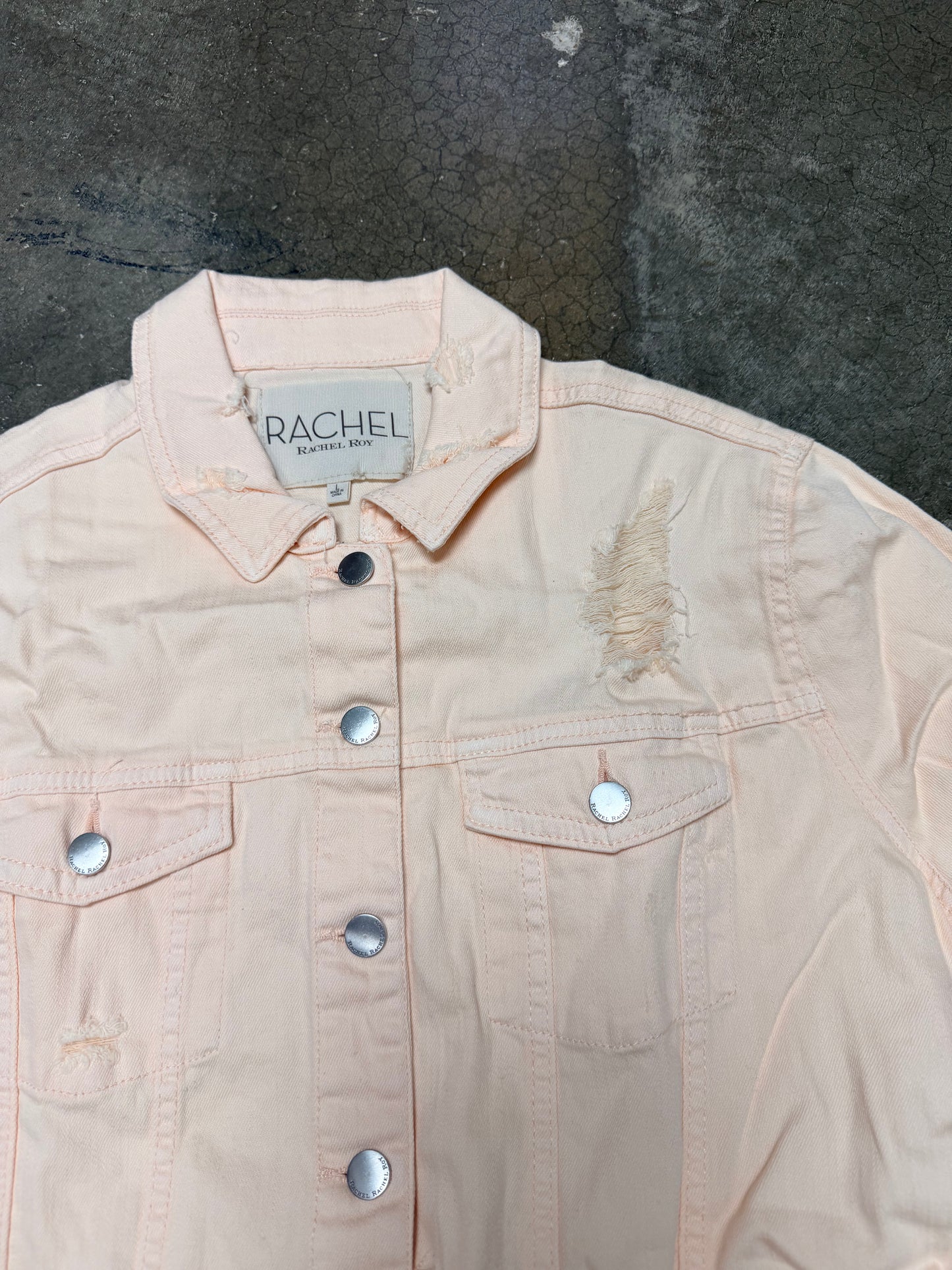 Rachel Roy Distressed Jean Jacket (Size Large)