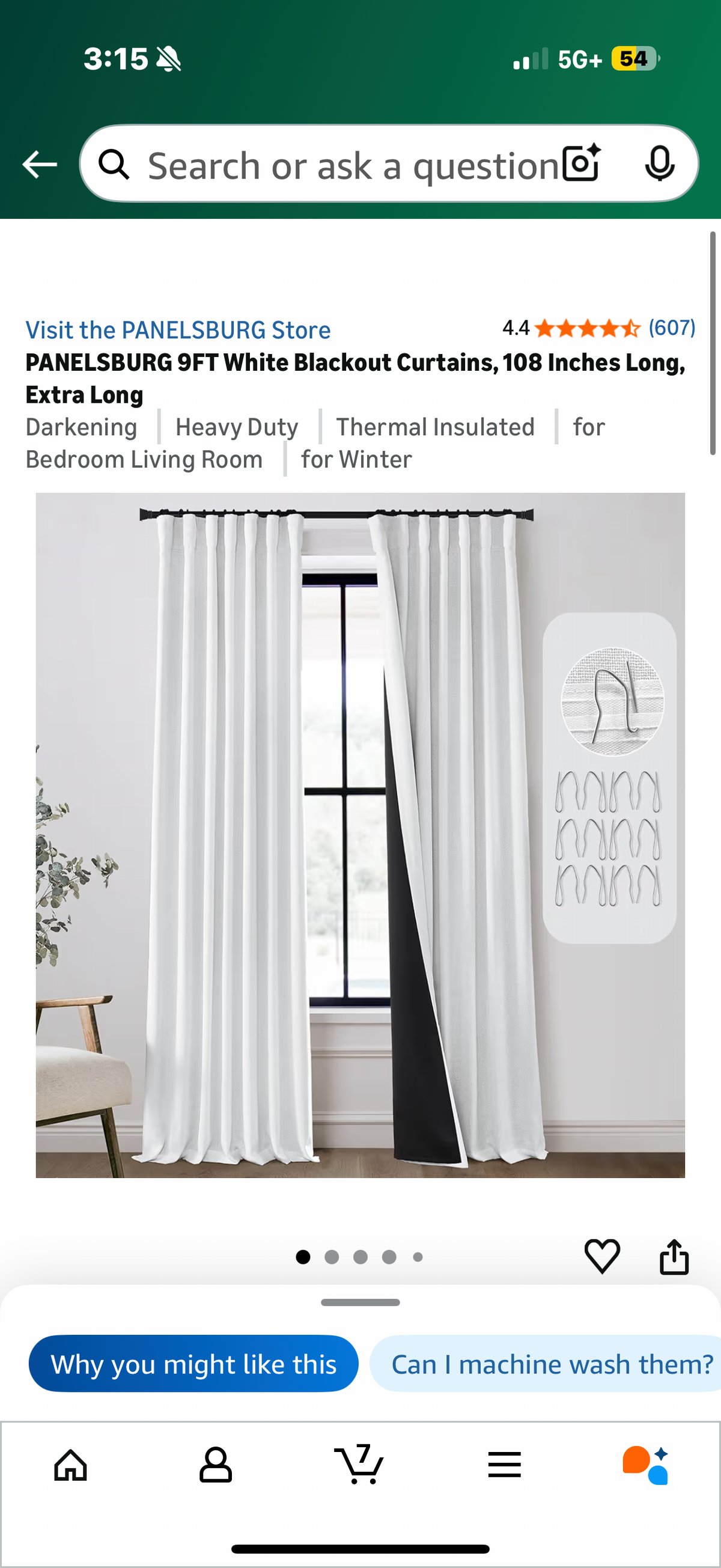 PANELSBURG 9FT White Blackout Curtains, 108 Inches Long, Extra Long Darkening Heavy Duty Thermal Insulated for Bedroom Living Room for Winter