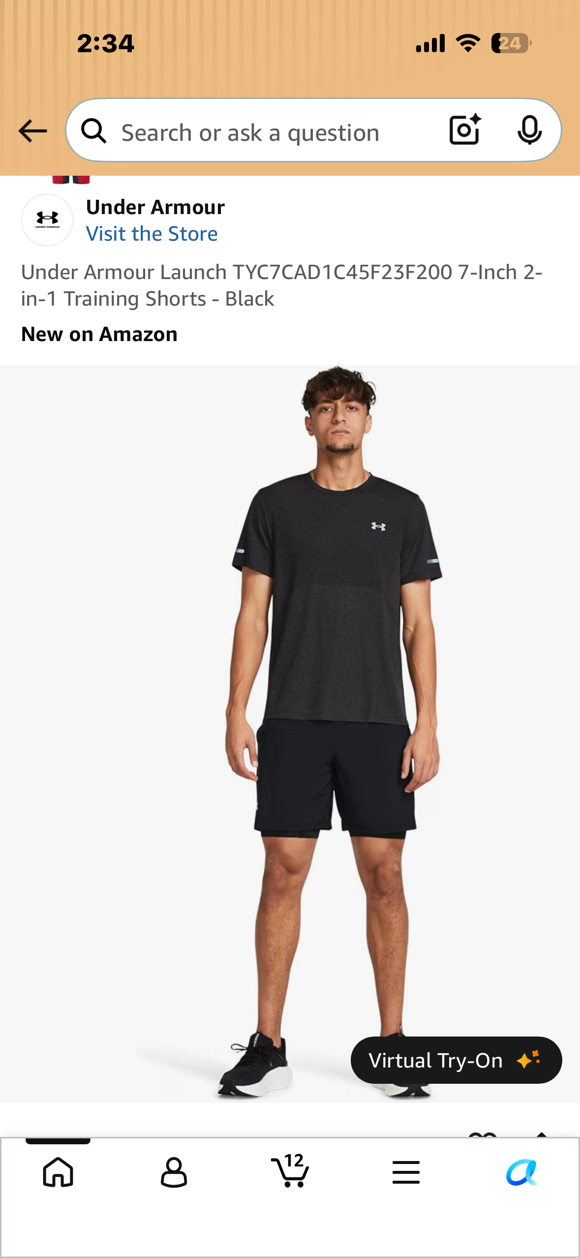 Under Armour Launch,   7-Inch, 2-in-1 Training Shorts - Black (Size Medium)