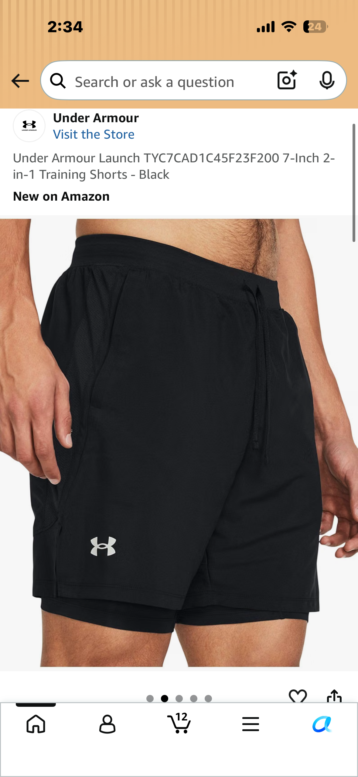 Under Armour Launch,   7-Inch, 2-in-1 Training Shorts - Black (Size Medium)