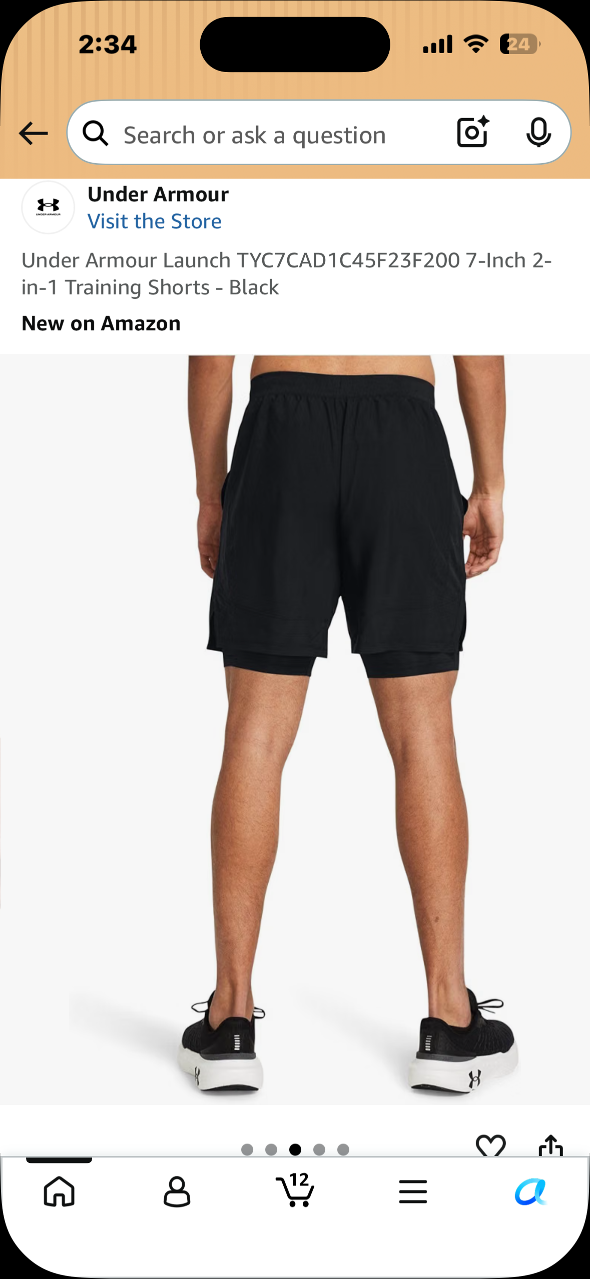 Under Armour Launch,   7-Inch, 2-in-1 Training Shorts - Black (Size Medium)