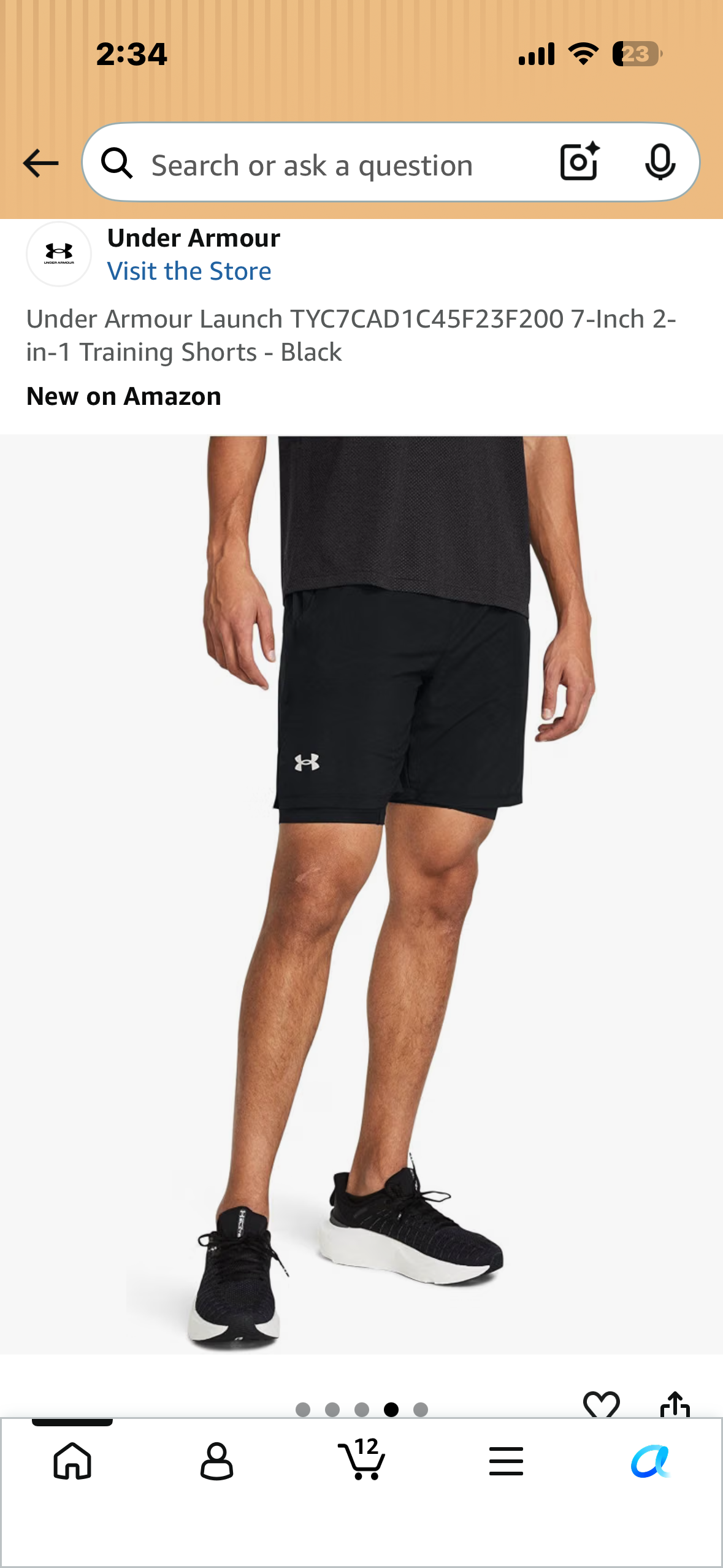 Under Armour Launch,   7-Inch, 2-in-1 Training Shorts - Black (Size Medium)