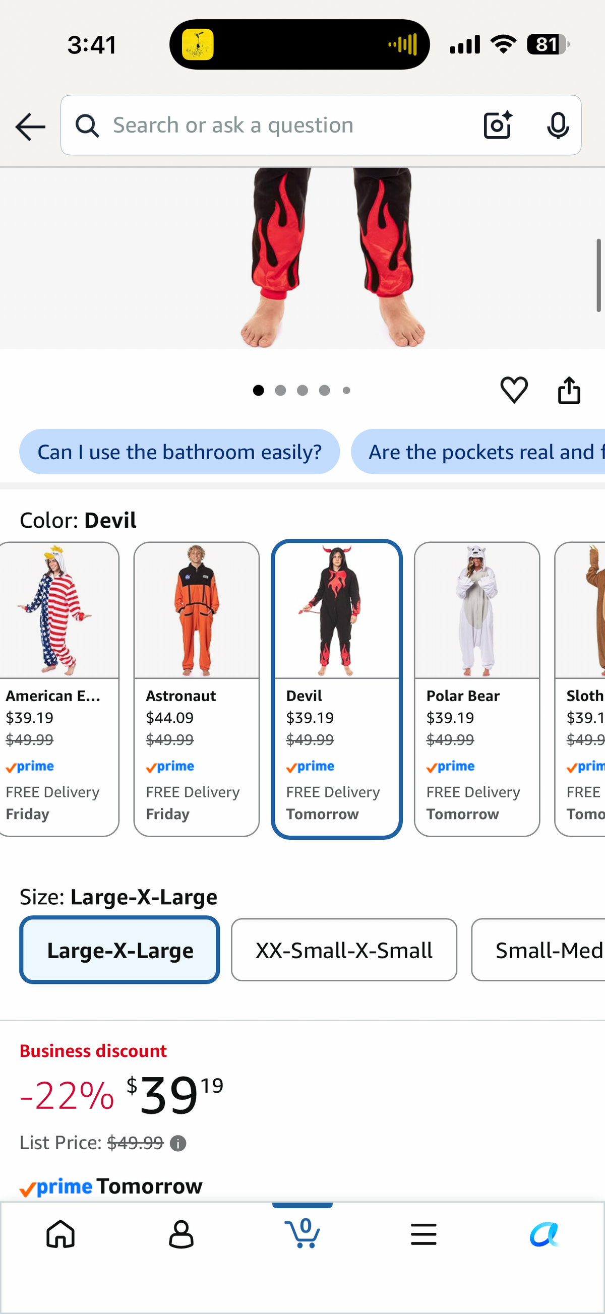 INTIMO PJammy Devil Union Suit Adult Character Hooded Costume Pajamas for Men and Women (Size L/XL)