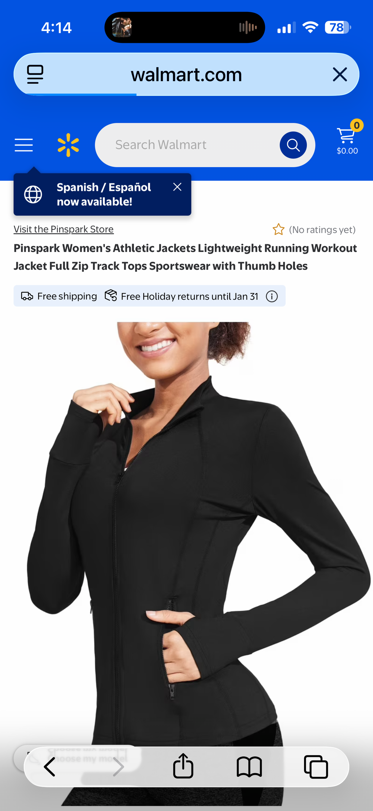 Pinspark Women's Track Jacket Breathable Running Jacket Zip Up Sportswear Flim Fit Workout Tops (Size XL)