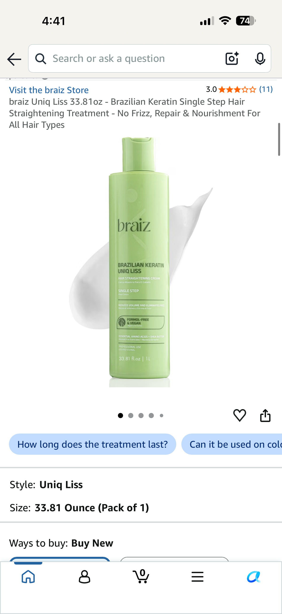 Uniq Liss 33.81oz - Brazilian Keratin Single Step Hair Straightening Treatment - No Frizz, Repair & Nourishment For All Hair Types Product Images and Videos