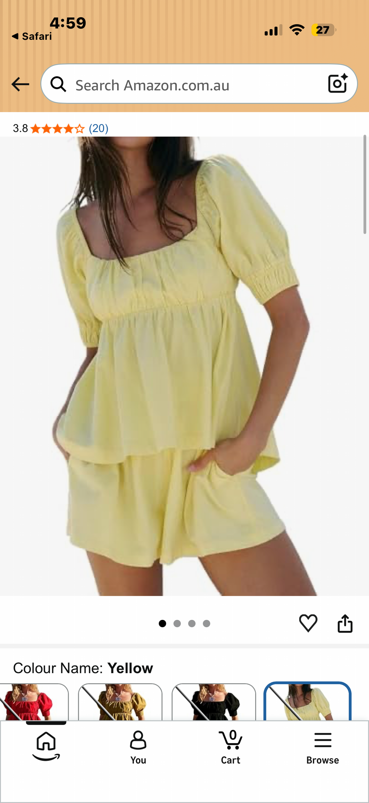 Two Piece Short Sets for Women Short Puff Sleeve Tie Back Babydoll Tops and Shorts Cute 2 Piece Vacation Outfits (Size Small)