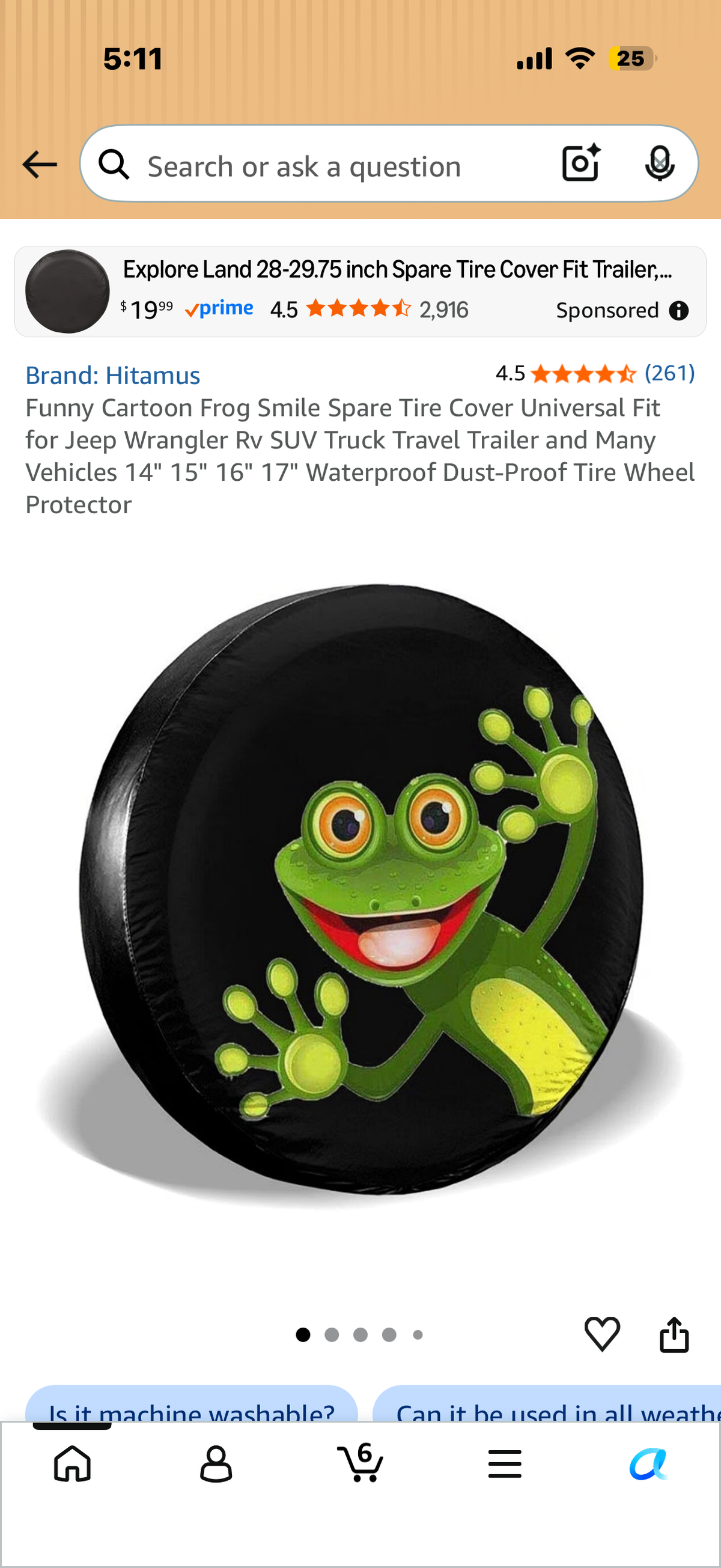 Funny Cartoon Frog Smile Spare Tire Cover Universal Fit for Jeep Wrangler Rv SUV Truck Travel Trailer and Many Vehicles 17" Waterproof Dust-Proof Tire Wheel Protector