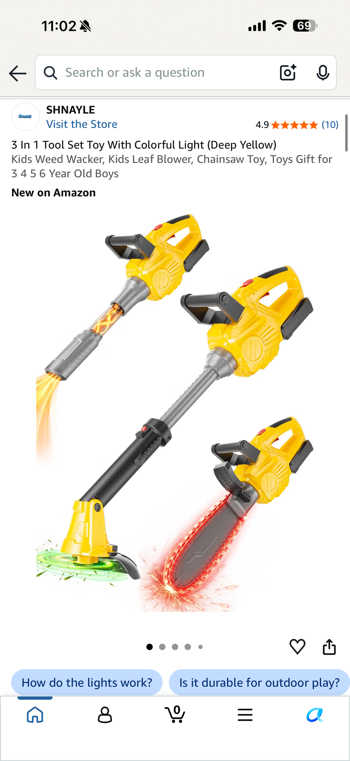 3 In 1 Tool Set Toy With Colorful Light (Deep Yellow)