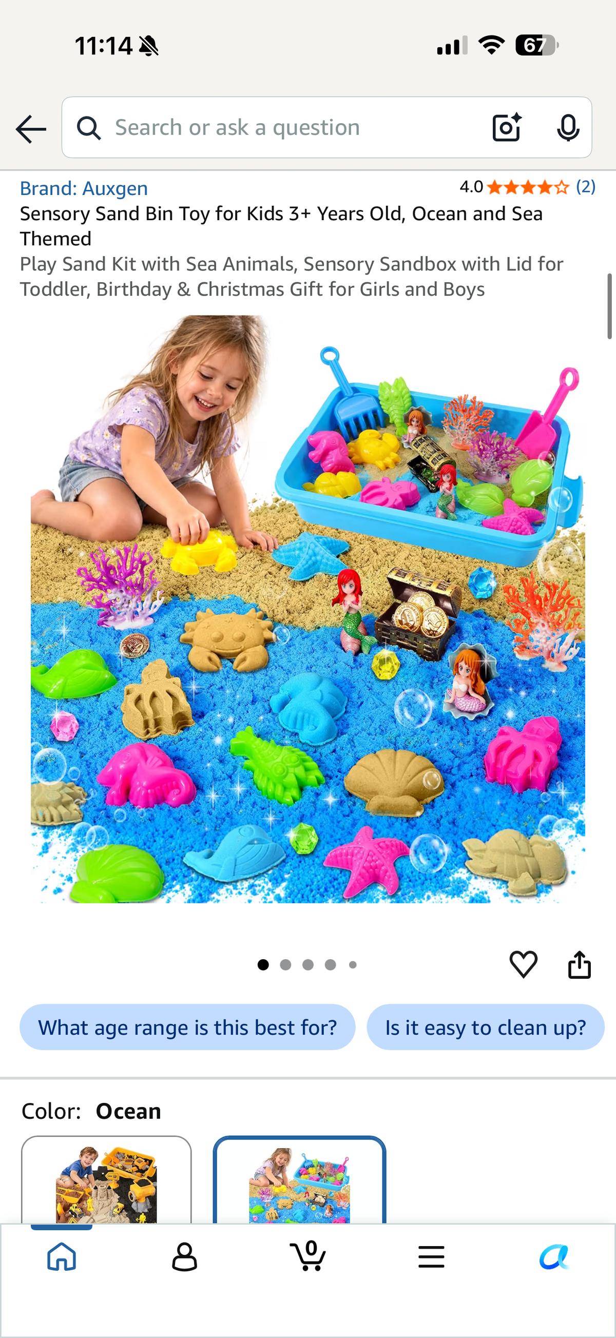 Sensory Sand Bin Toy for Kids 3+ Years Old, Ocean and Sea Themed