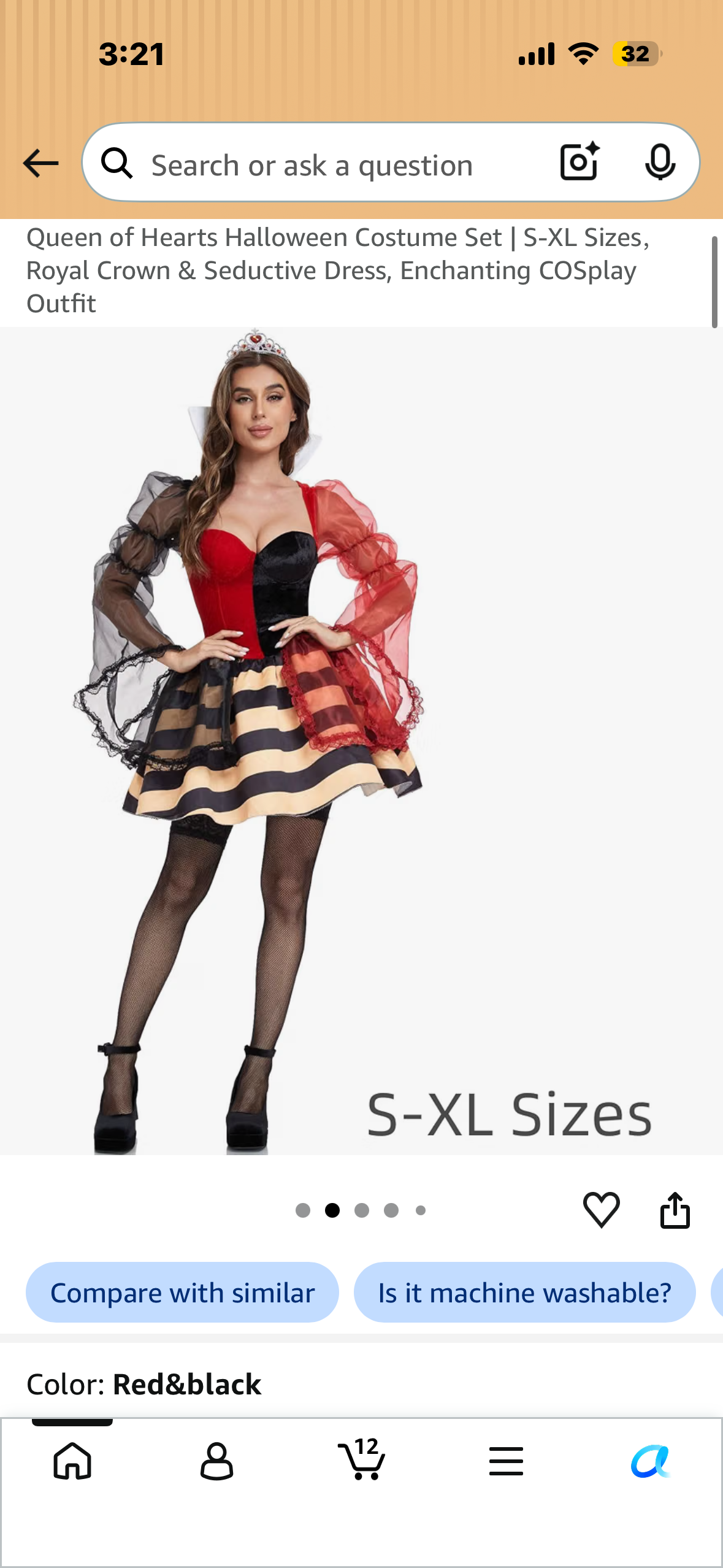Queen of Hearts Halloween Costume, Royal Crown & Seductive Dress, Enchanting COSplay Outfit (Size Medium)