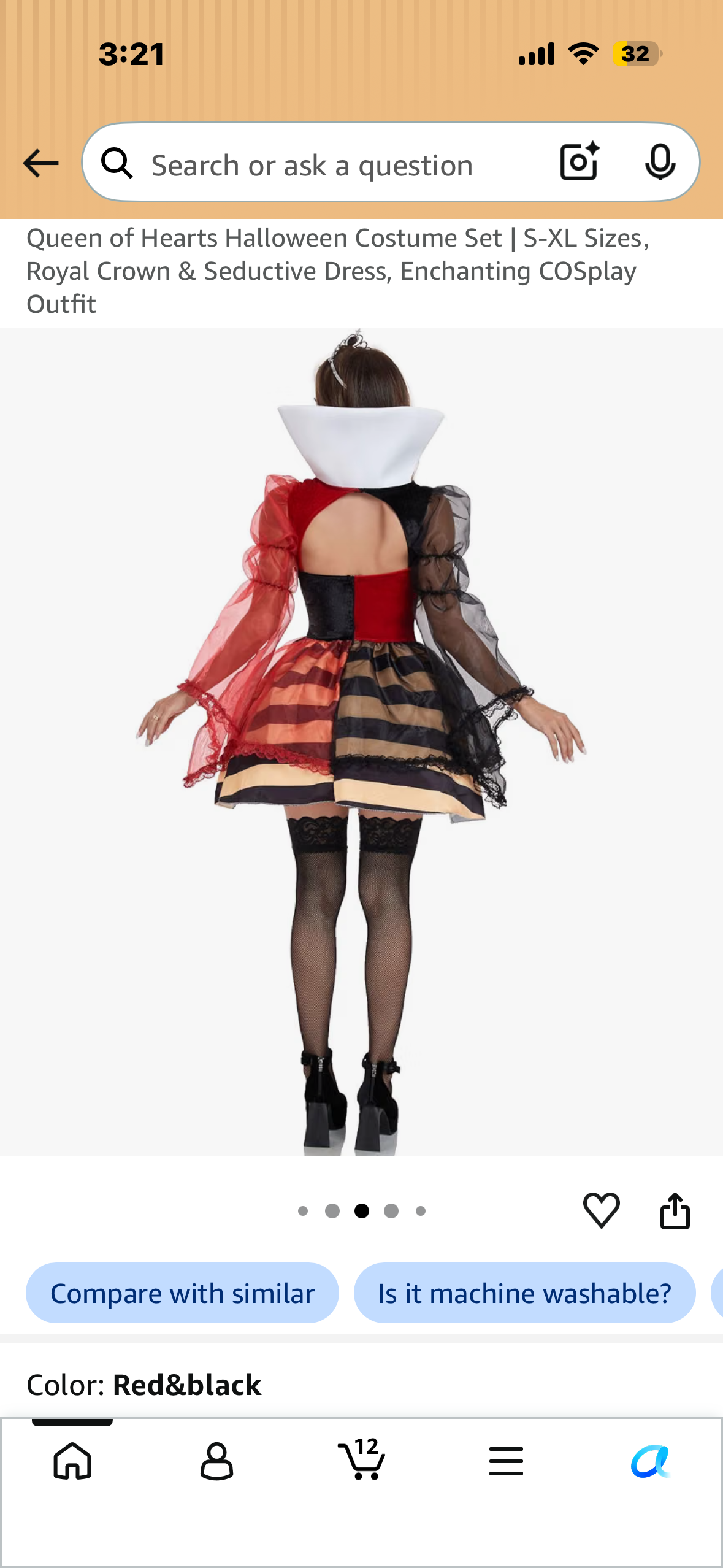 Queen of Hearts Halloween Costume, Royal Crown & Seductive Dress, Enchanting COSplay Outfit (Size Medium)