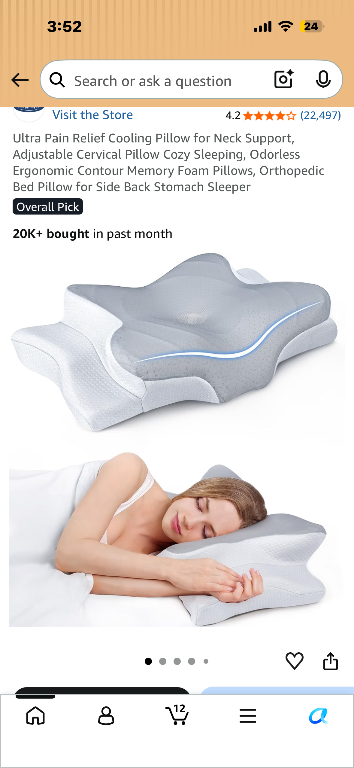 Mullow® Cervical Pillow, Memory Foam Neck & Shoulder Support, Ergonomic Contour for Side, Back, Stomach Sleepers