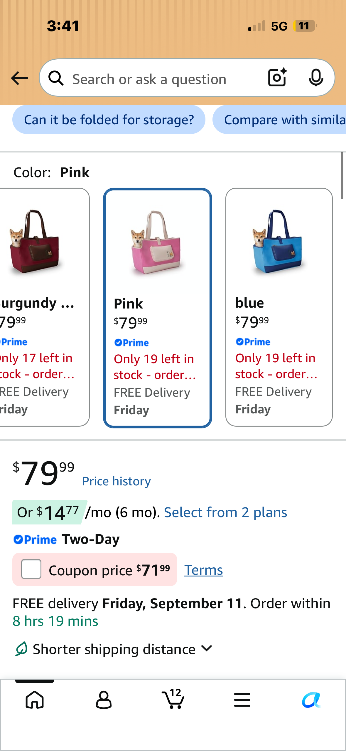 Dog Purse Carrier for Small Dogs, PU Canvas with Magnetic Buckle Durable PU canvas dog purse carrier for pets up to 15lbs, has magnetic buckle, no-sag base & safety tether for daily use