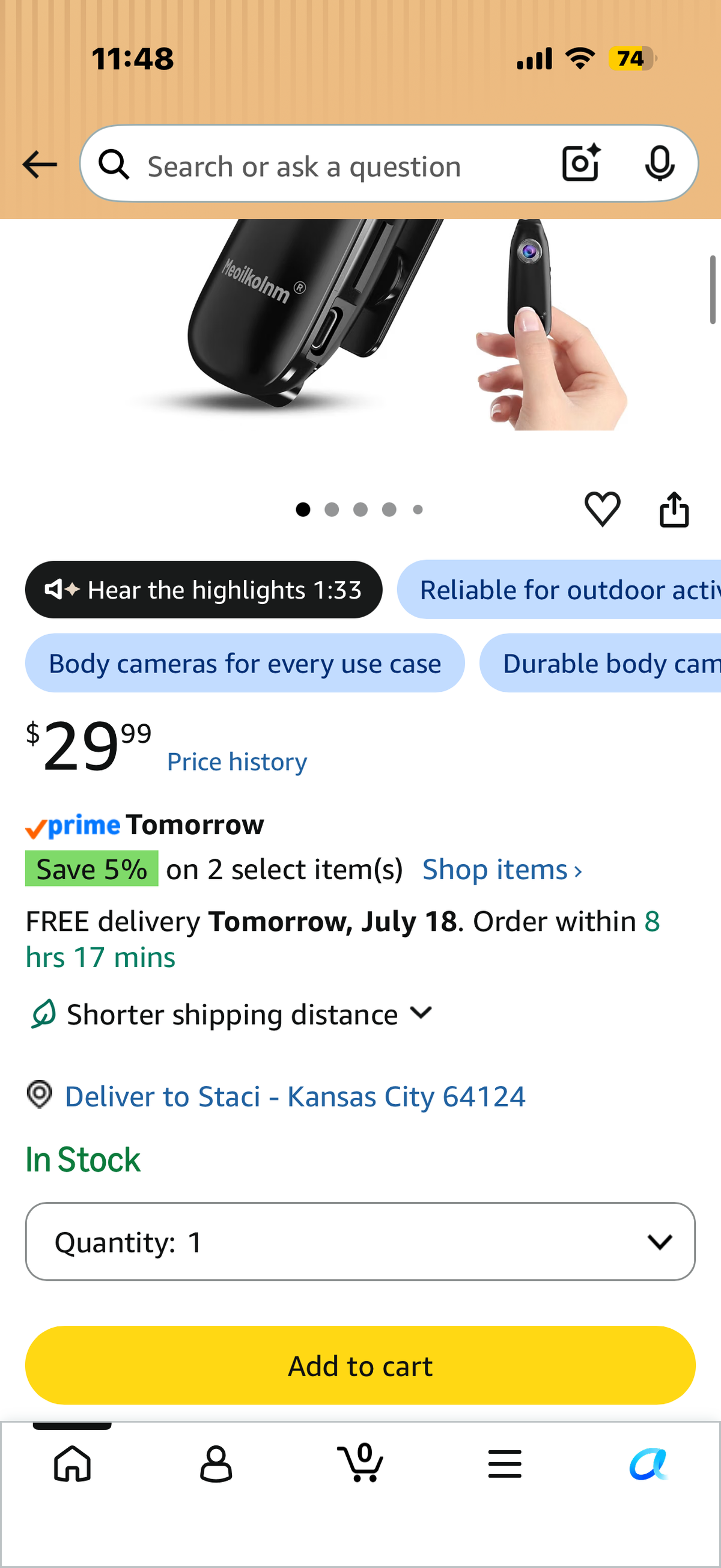 Meoilkolnm Mini Body Camera with Audio and Video Recording 1080P 64GB