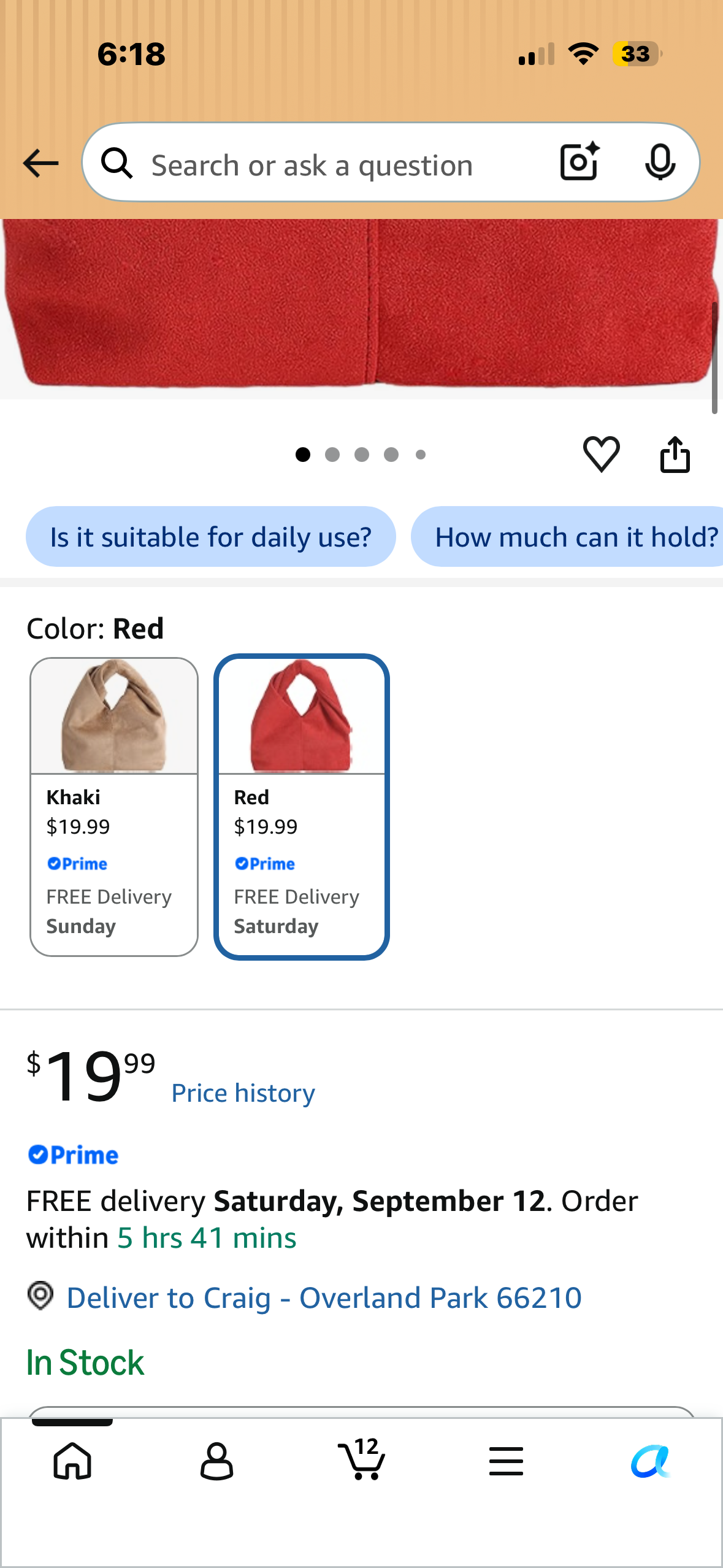 Women's Vintage Hobo Bag, Soft Handbag with Curved Shape and Relaxed Silhouette for Daily Use