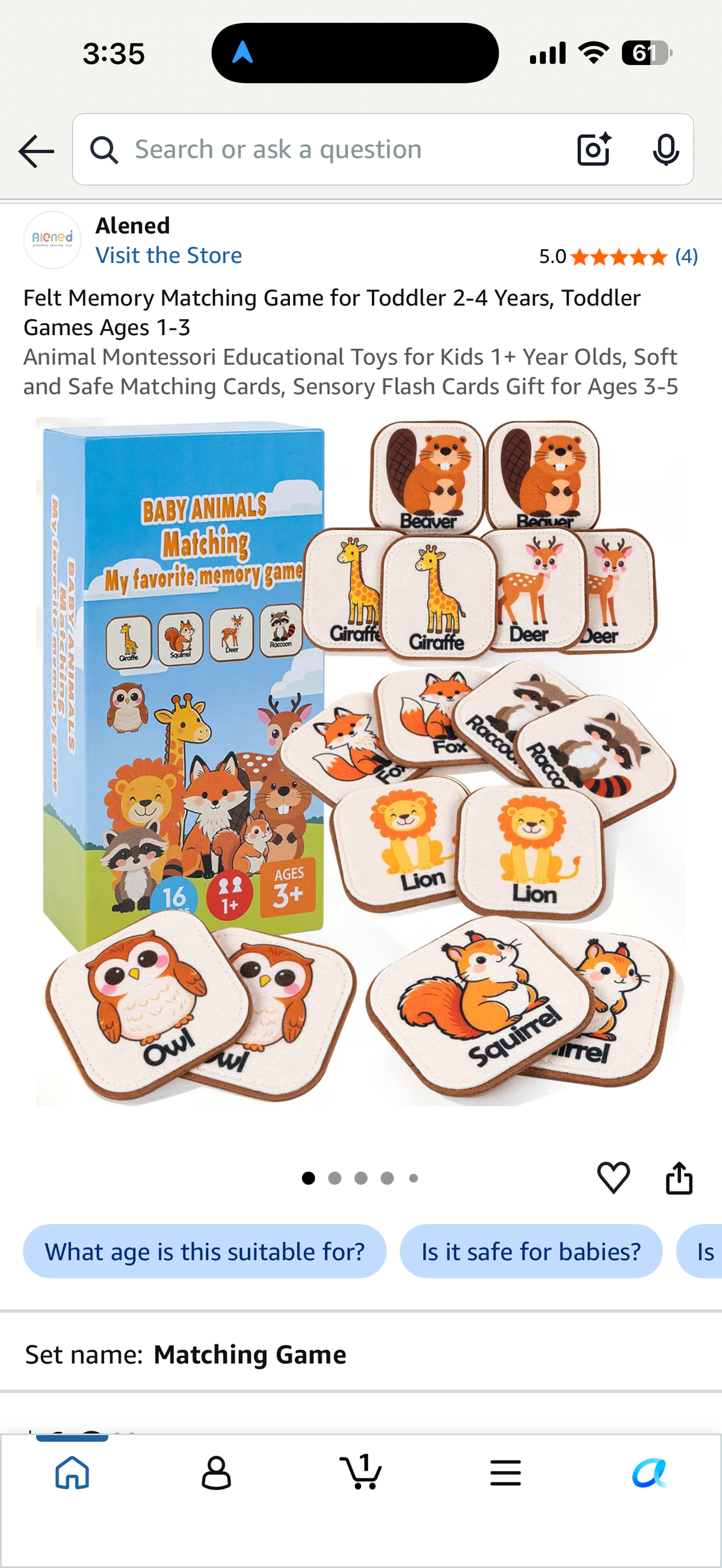 Felt Memory Matching Game for Toddler 2-4 Years, Toddler Games Ages 1-3