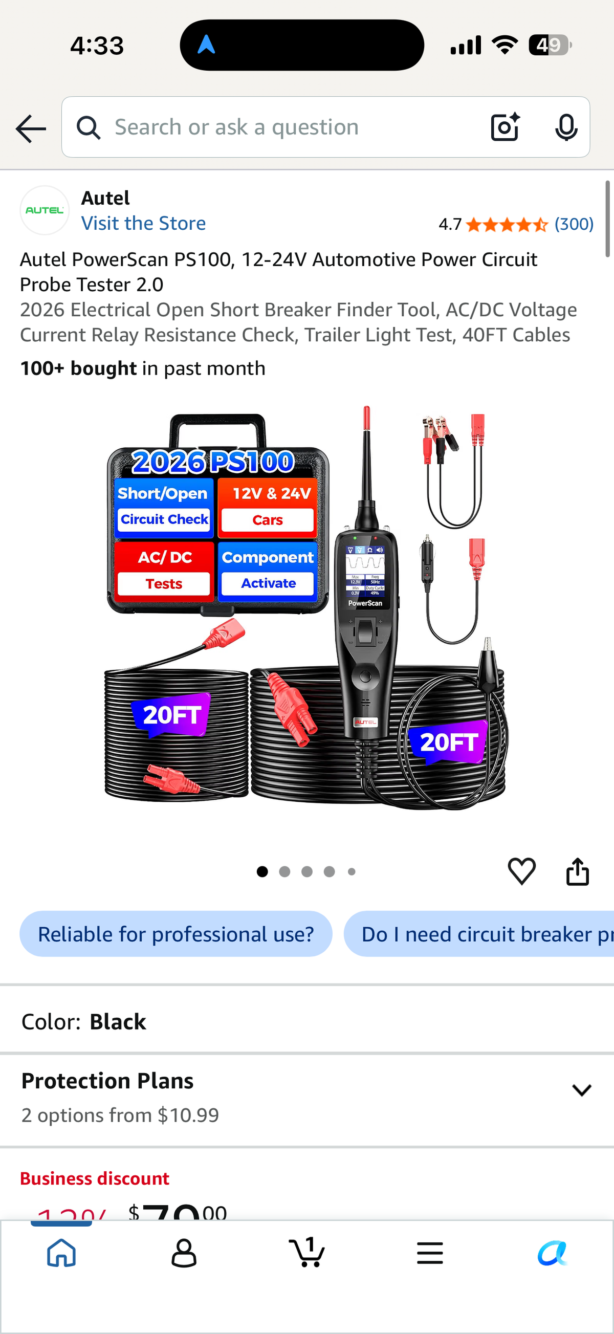 Autel PowerScan PS100, 12-24V Automotive Power Circuit Probe Tester 2.0