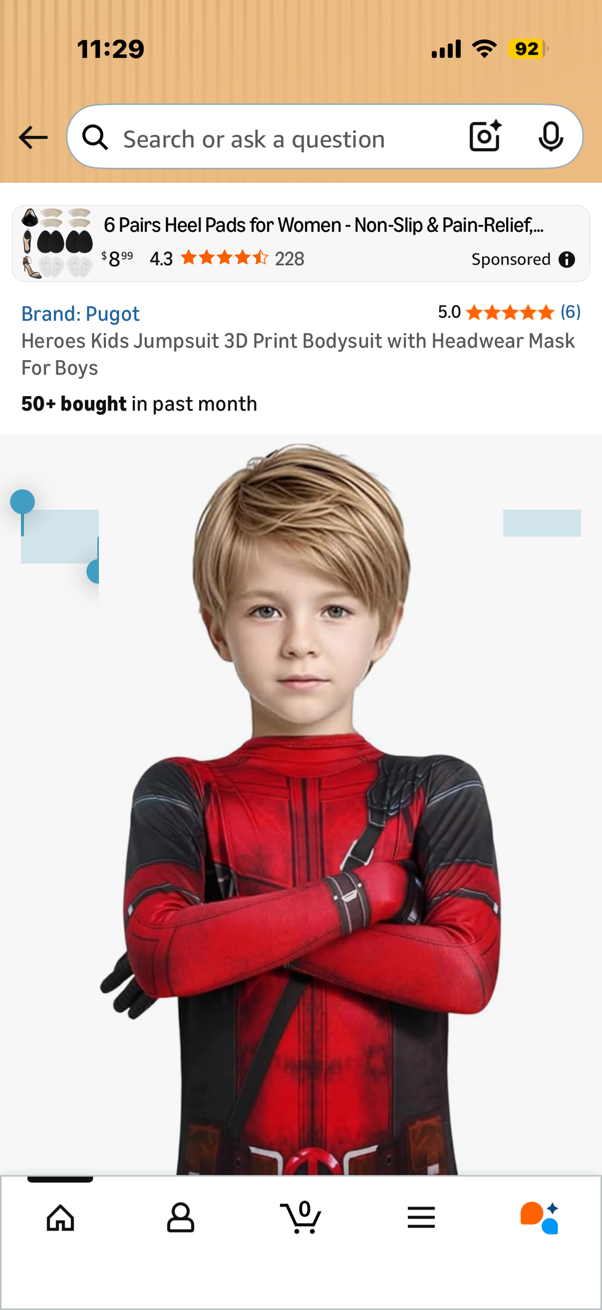 Heroes Kids Jumpsuit 3D Print Bodysuit with Headwear Mask For Boys (Size Small 4-6 years)