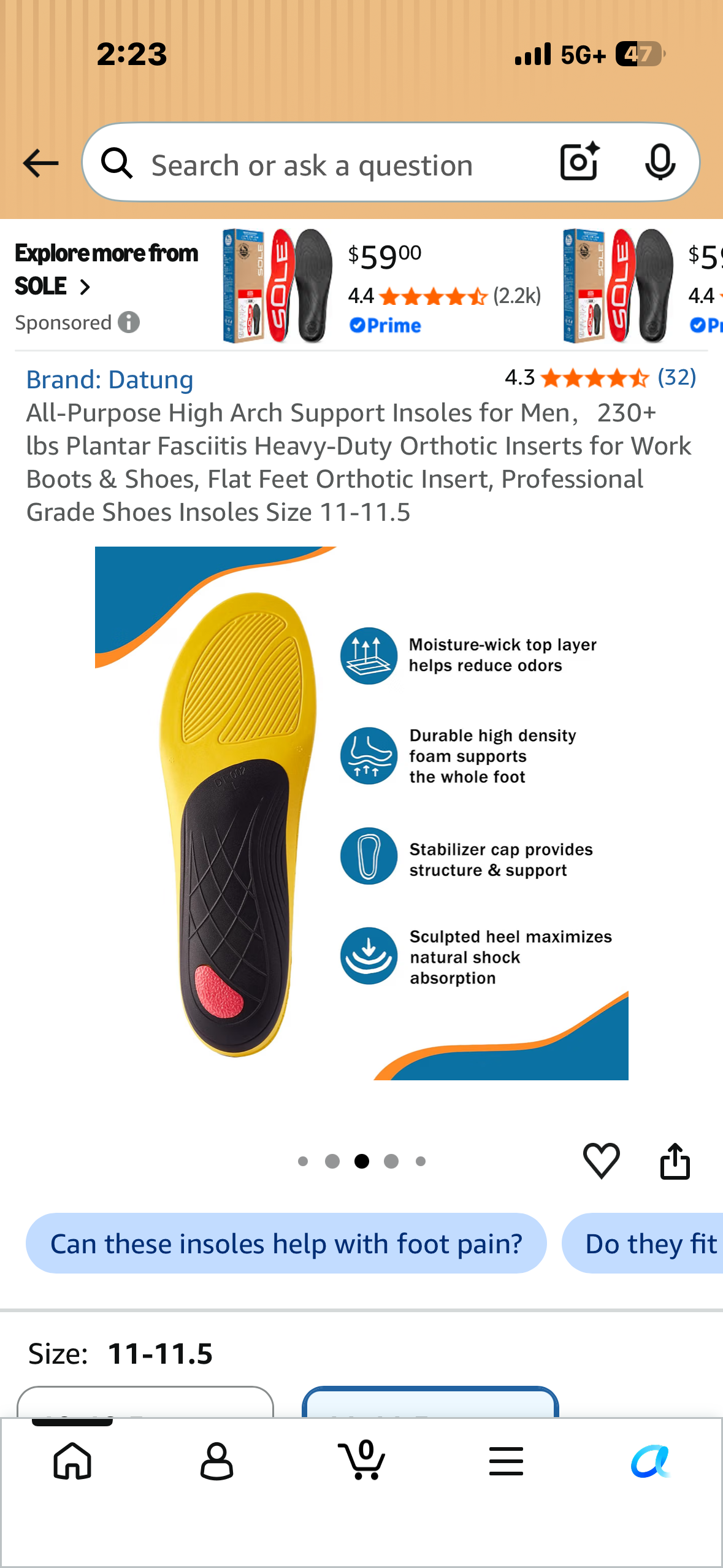 All-Purpose High Arch Support Insoles for Men，230+ lbs Plantar Fasciitis Heavy-Duty Orthotic Inserts for Work Boots & Shoes, Flat Feet Orthotic Insert, Professional Grade Shoes Insoles (Size 9-9.5)