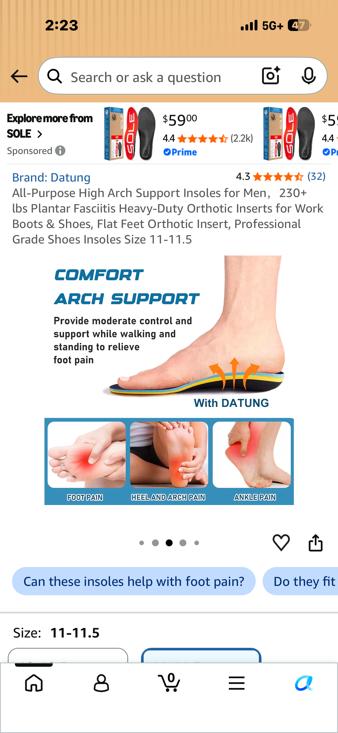 All-Purpose High Arch Support Insoles for Men，230+ lbs Plantar Fasciitis Heavy-Duty Orthotic Inserts for Work Boots & Shoes, Flat Feet Orthotic Insert, Professional Grade Shoes Insoles (Size 9-9.5)