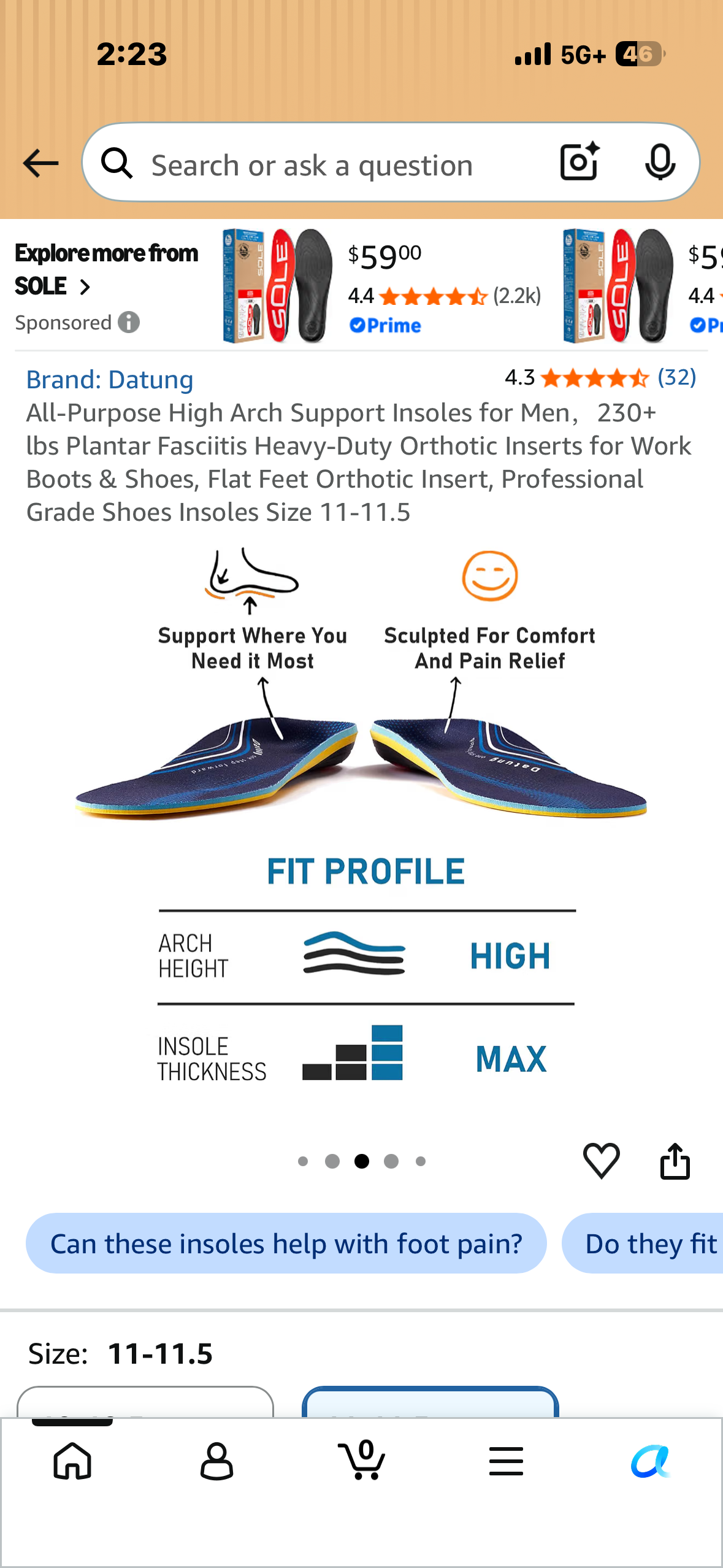 All-Purpose High Arch Support Insoles for Men，230+ lbs Plantar Fasciitis Heavy-Duty Orthotic Inserts for Work Boots & Shoes, Flat Feet Orthotic Insert, Professional Grade Shoes Insoles (Size 9-9.5)