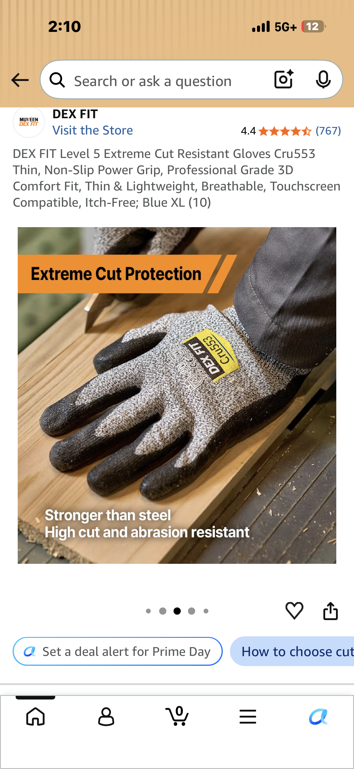 DEX FIT Level 5 Extreme Cut Resistant Gloves, Cru553 Thin, Non-Slip Power Grip, Professional Grade 3D Comfort Fit, Thin & Lightweight, Breathable, Touchscreen Compatible, Itch-Free; Blue XL (10)