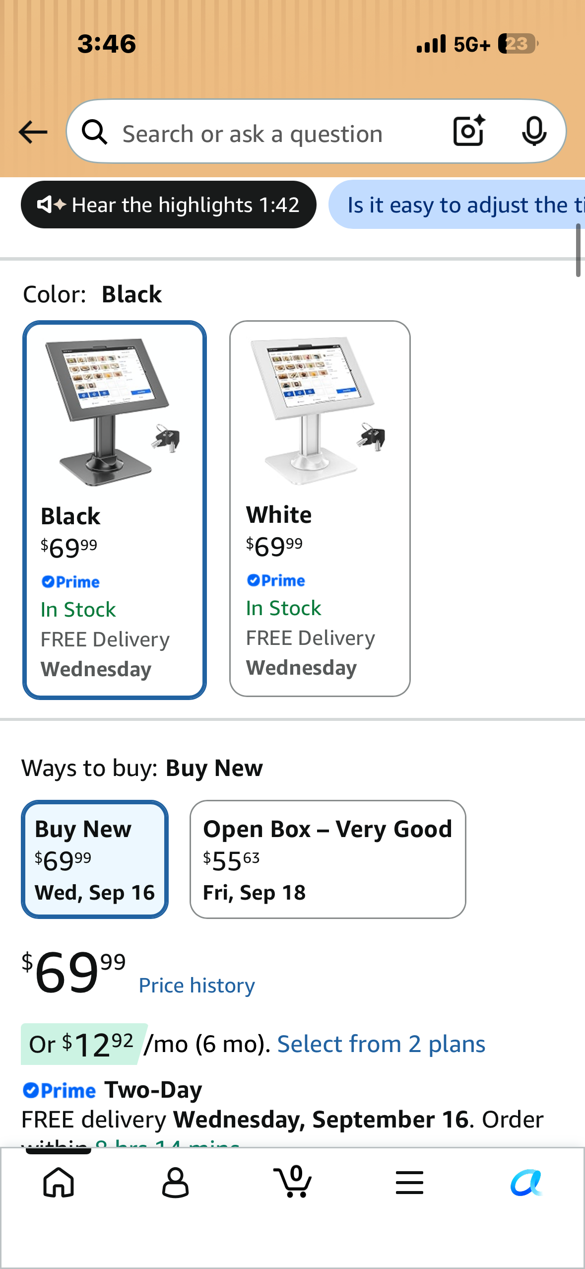 AboveTEK Anti-Theft iPad Kiosk Stand – POS iPad Security Mount with 360° Swivel & 75° Tilt, Heavy Duty Tablet Kiosk Desk Holder for Retail & Business POS Systems (Black)