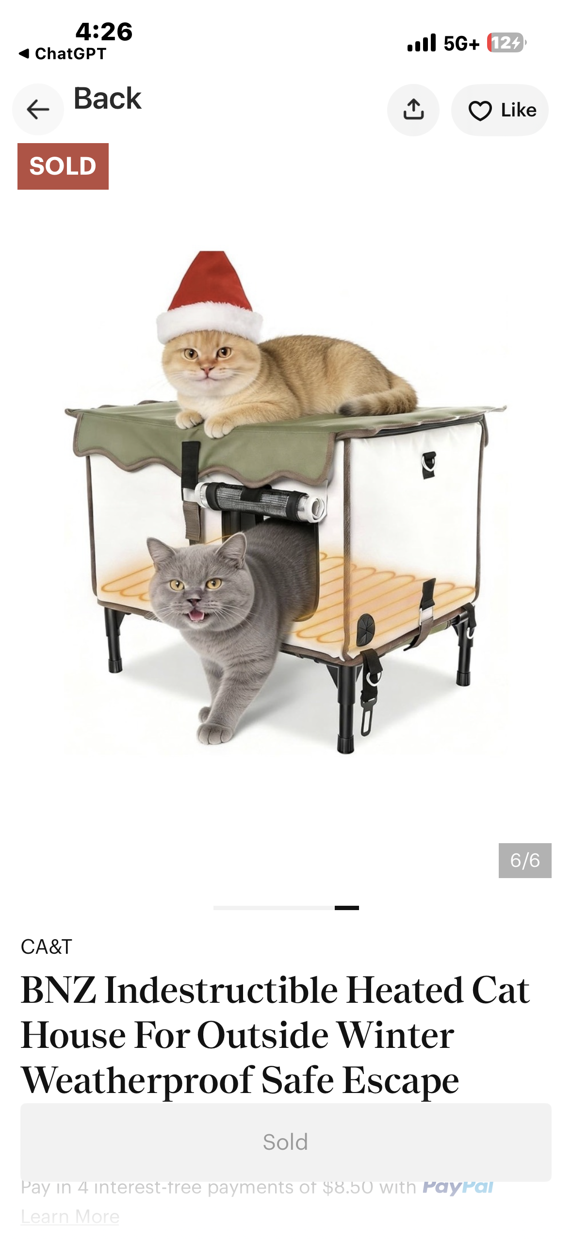 BNZ Indestructible Heated Cat House, Weatherproof, Safe Escape Door, Insulated Cat Shelter with Heater (21''x15''x13'')