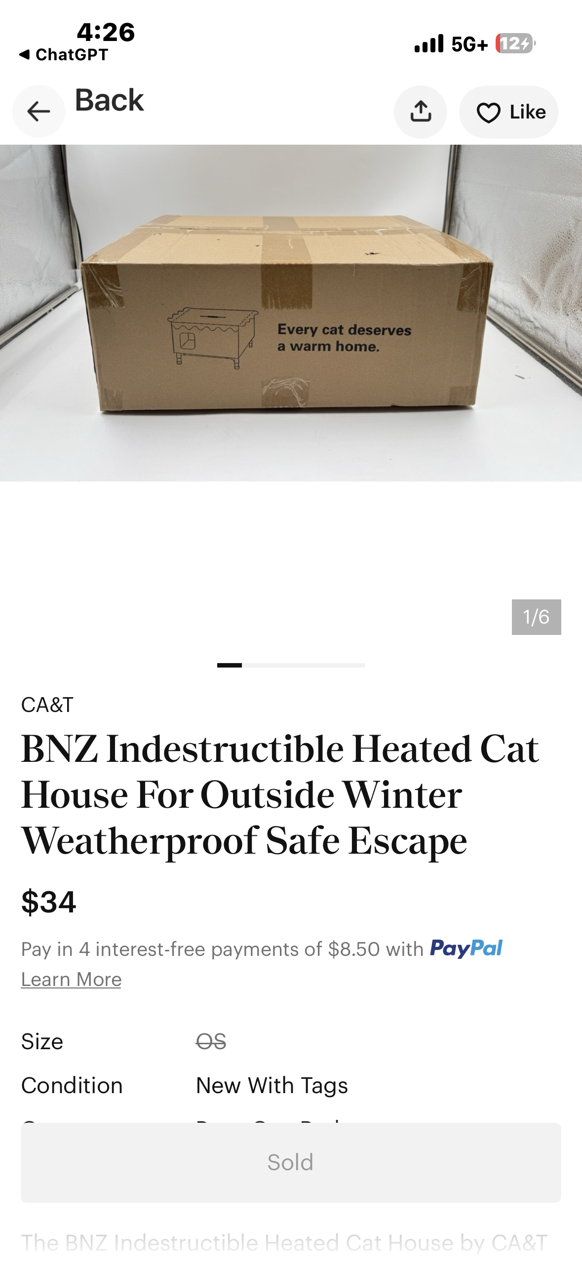 BNZ Indestructible Heated Cat House, Weatherproof, Safe Escape Door, Insulated Cat Shelter with Heater (21''x15''x13'')