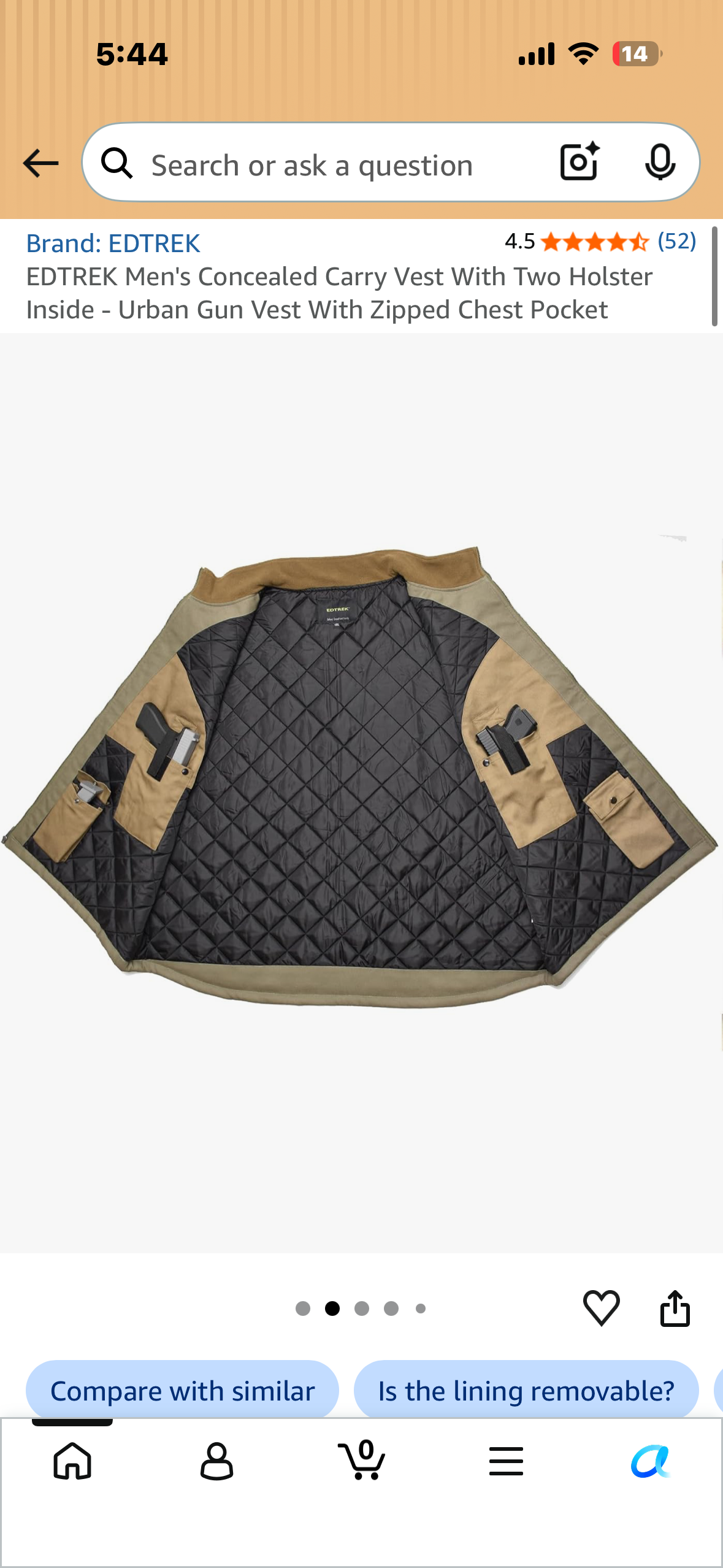 EDTREK Men's Concealed Carry Vest With Two Holster Inside - Urban Gun Vest With Zipped Chest Pocket (Size 3X)