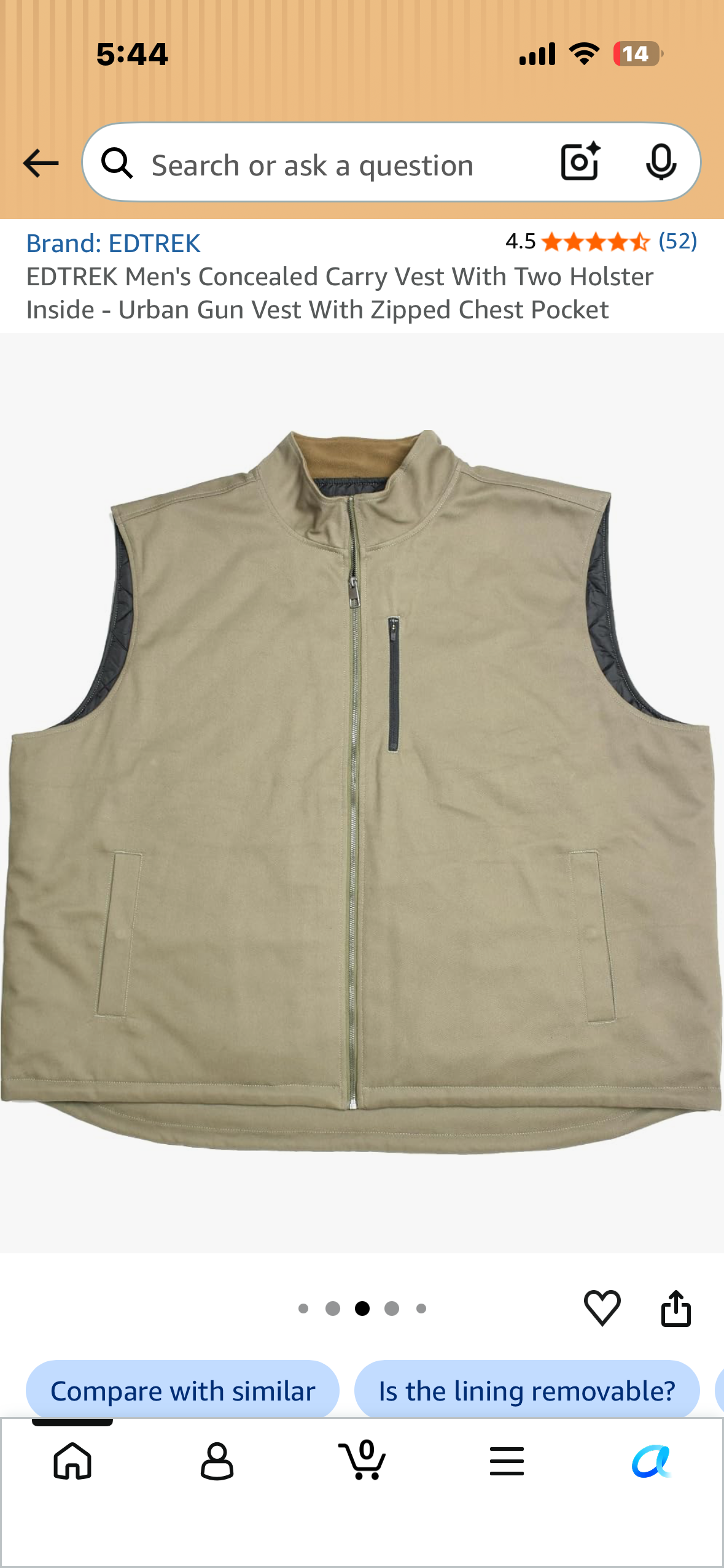 EDTREK Men's Concealed Carry Vest With Two Holster Inside - Urban Gun Vest With Zipped Chest Pocket (Size 3X)