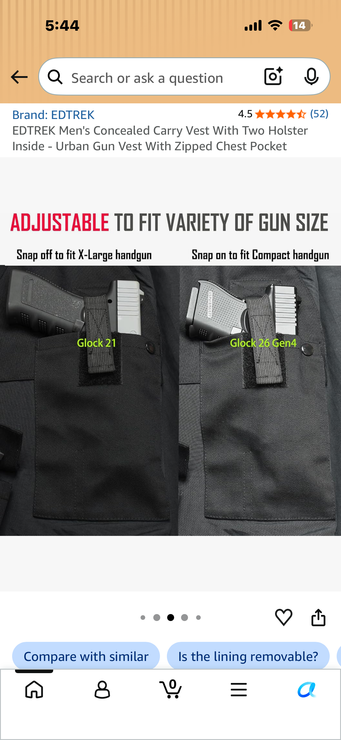 EDTREK Men's Concealed Carry Vest With Two Holster Inside - Urban Gun Vest With Zipped Chest Pocket (Size 3X)