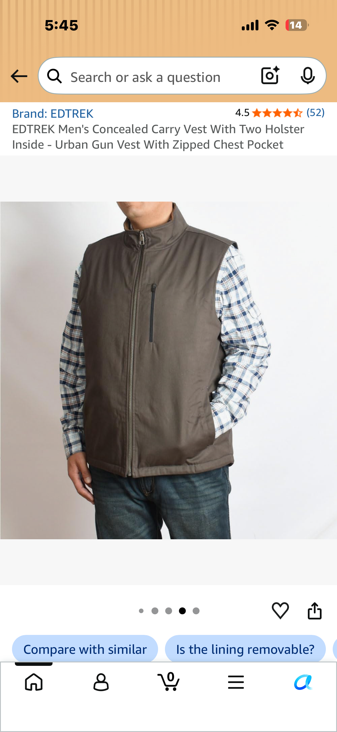 EDTREK Men's Concealed Carry Vest With Two Holster Inside - Urban Gun Vest With Zipped Chest Pocket (Size 3X)