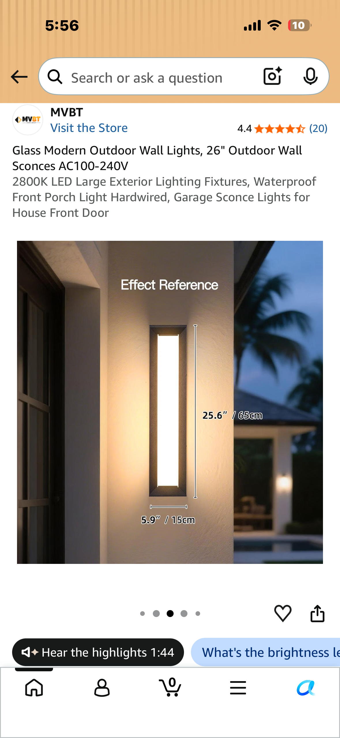 Glass Modern Outdoor Wall Light, 26" Outdoor Wall Sconce, AC100-240V 2800K LED, Large Exterior Lighting Fixture, Waterproof, Hardwired, Glass