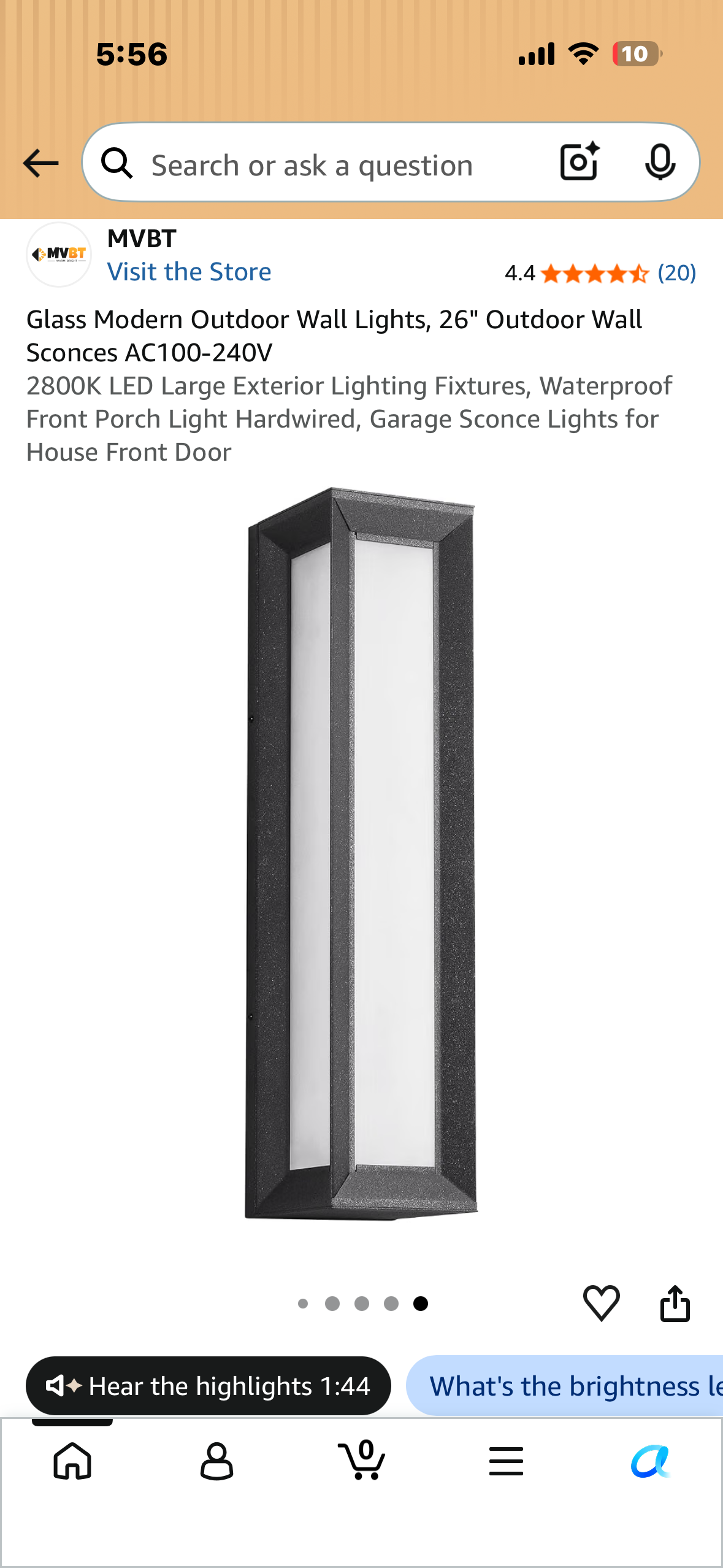 Glass Modern Outdoor Wall Light, 26" Outdoor Wall Sconce, AC100-240V 2800K LED, Large Exterior Lighting Fixture, Waterproof, Hardwired, Glass