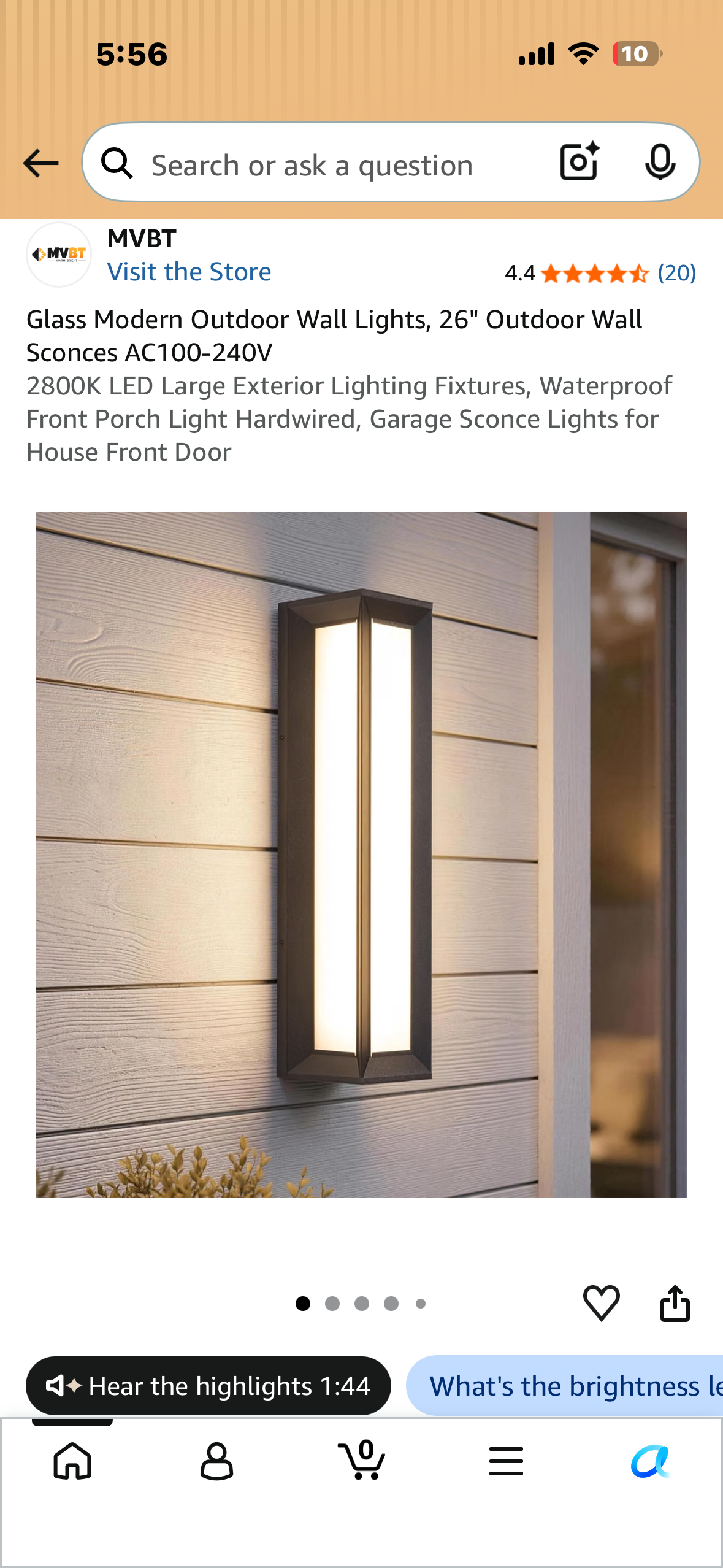 Glass Modern Outdoor Wall Light, 26" Outdoor Wall Sconce, AC100-240V 2800K LED, Large Exterior Lighting Fixture, Waterproof, Hardwired, Glass
