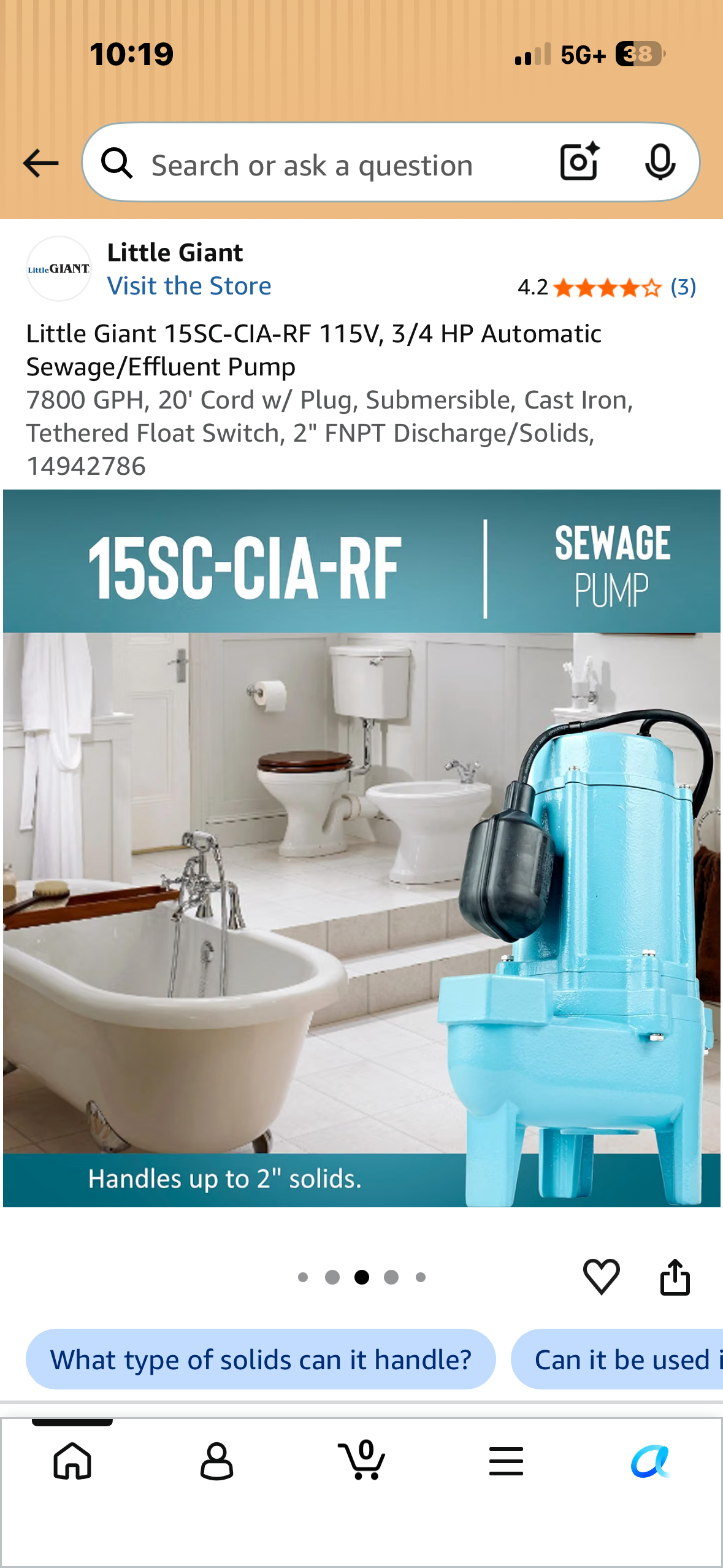 Little Giant 15SC Series 3/4 HP Sewage Pump
