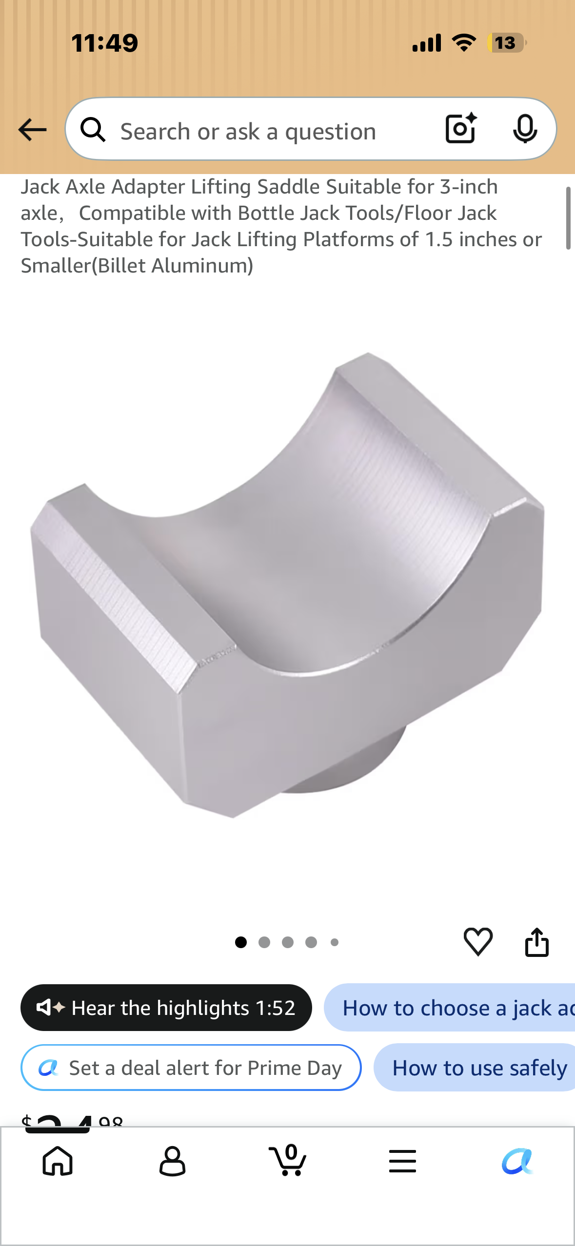 Jack Axle Adapter Lifting Saddle Suitable for 3-inch axle，Compatible with Bottle Jack Tools/Floor Jack Tools-Suitable for Jack Lifting Platforms of 1.5 inches or Smaller(Billet Aluminum)
