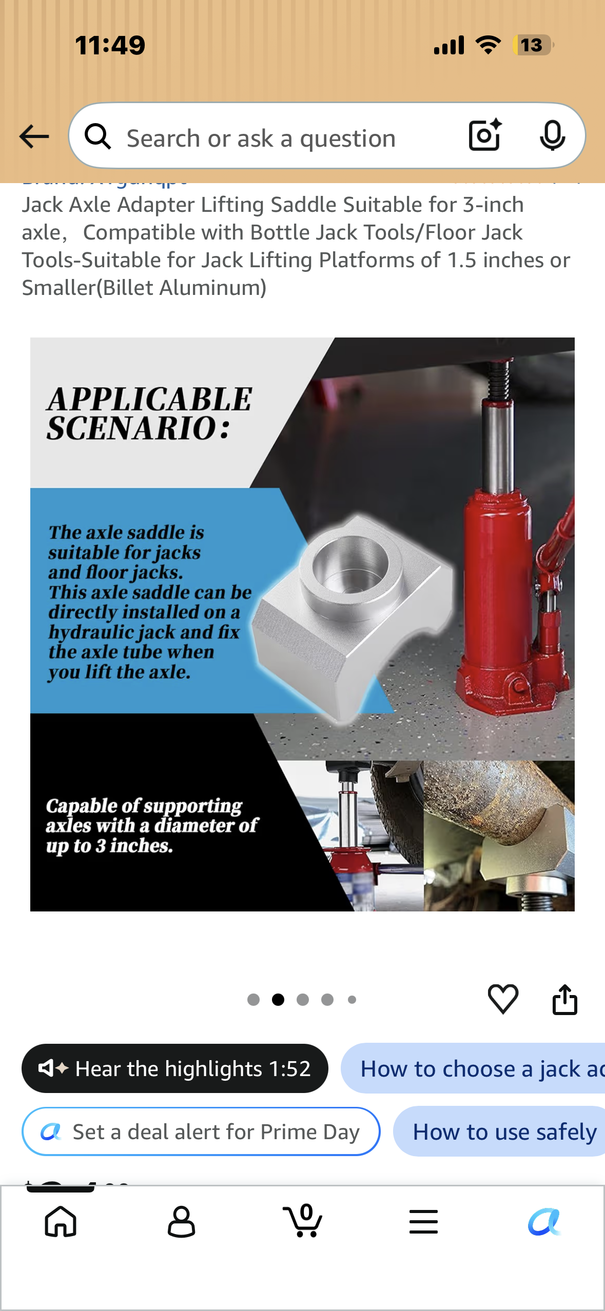 Jack Axle Adapter Lifting Saddle Suitable for 3-inch axle，Compatible with Bottle Jack Tools/Floor Jack Tools-Suitable for Jack Lifting Platforms of 1.5 inches or Smaller(Billet Aluminum)