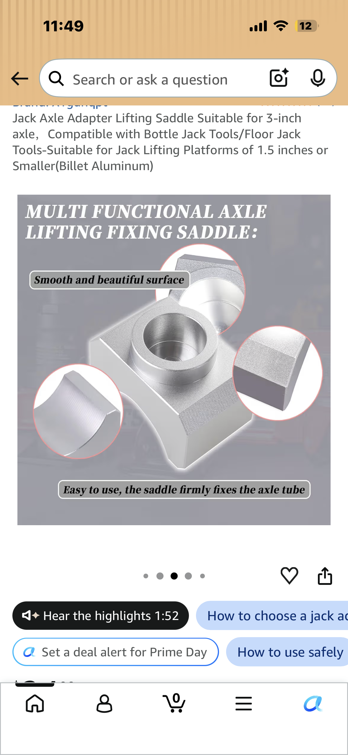 Jack Axle Adapter Lifting Saddle Suitable for 3-inch axle，Compatible with Bottle Jack Tools/Floor Jack Tools-Suitable for Jack Lifting Platforms of 1.5 inches or Smaller(Billet Aluminum)