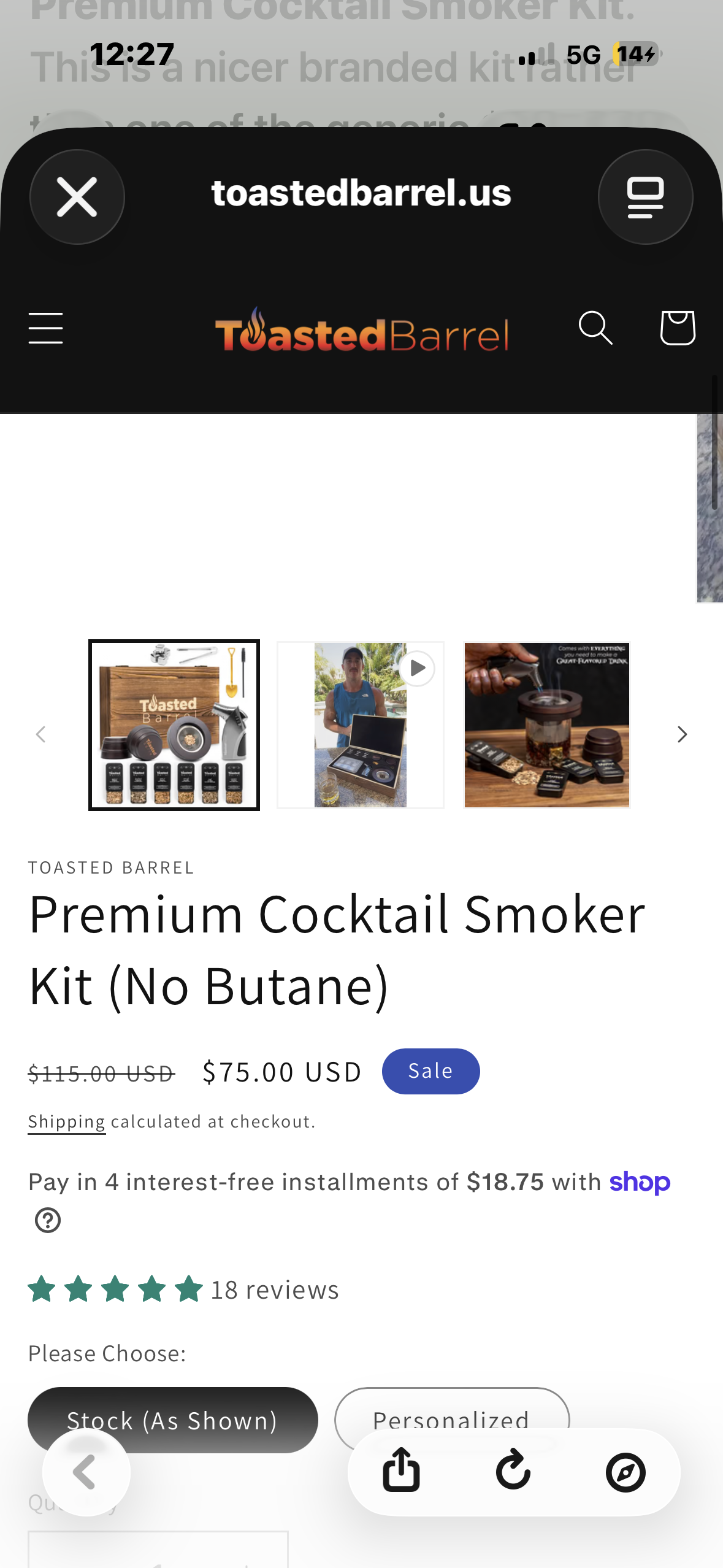 Toasted Barrel Premium Cocktail Smoker Kit with Torch,6 Wood Chip Flavours,Bourbon/Whisky Aroma Kit,Bar Set -(No Butane)