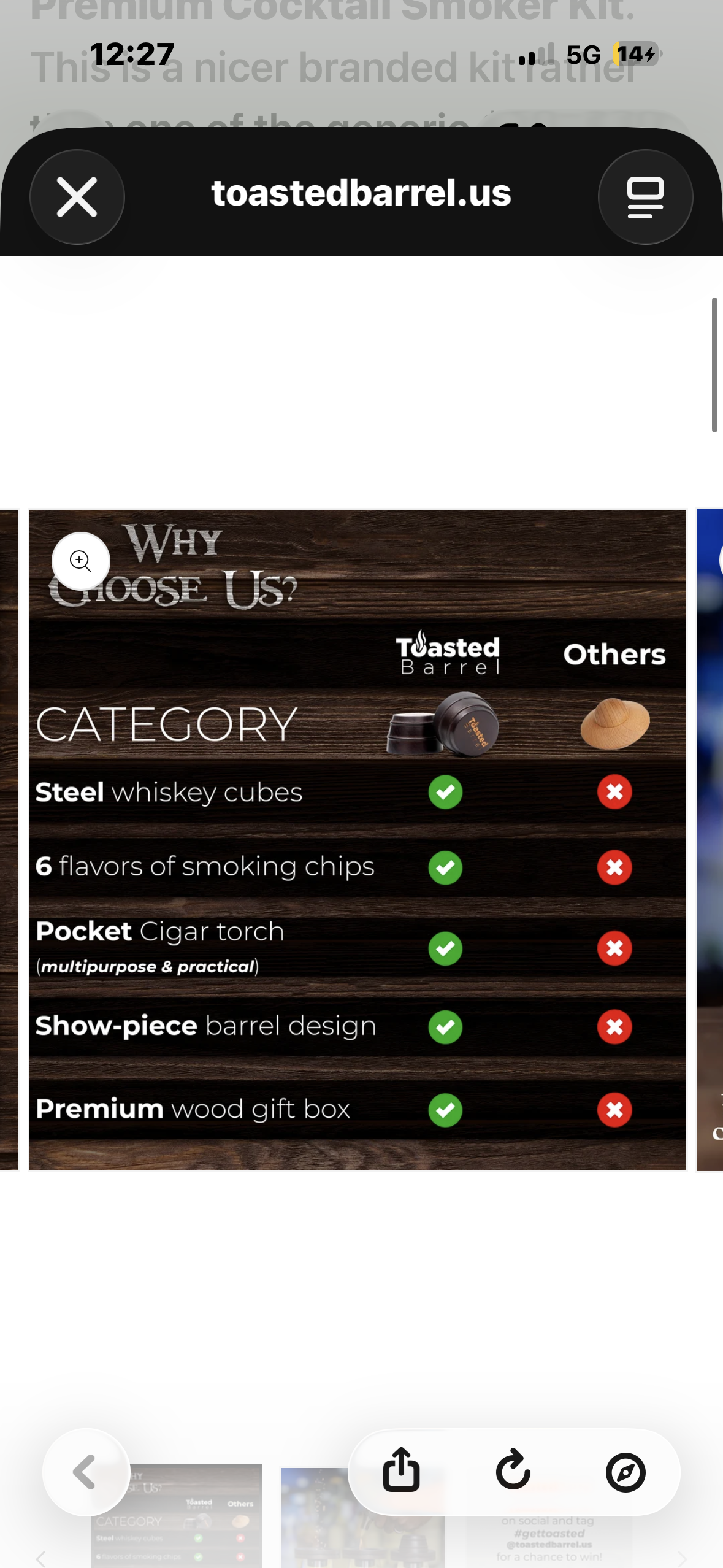 Toasted Barrel Premium Cocktail Smoker Kit with Torch,6 Wood Chip Flavours,Bourbon/Whisky Aroma Kit,Bar Set -(No Butane)