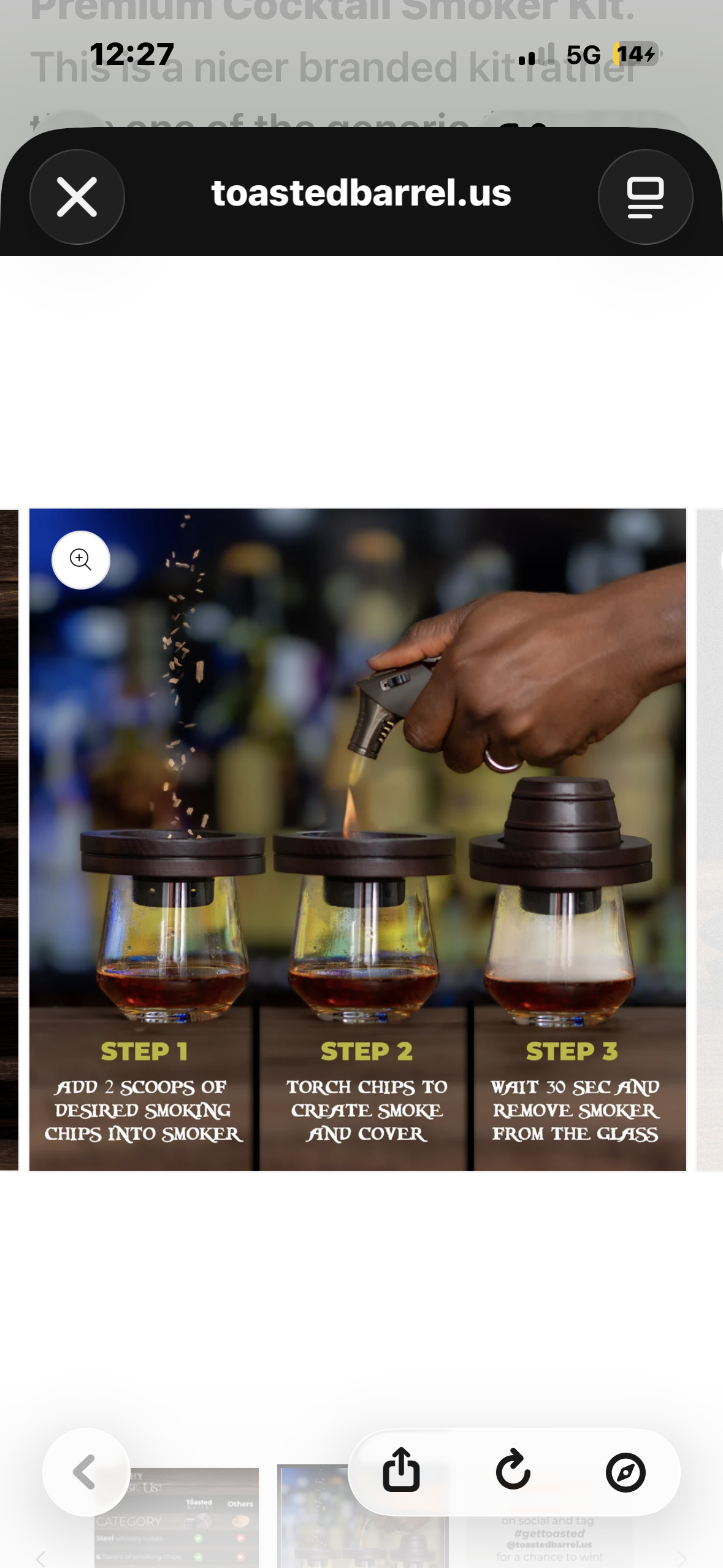 Toasted Barrel Premium Cocktail Smoker Kit with Torch,6 Wood Chip Flavours,Bourbon/Whisky Aroma Kit,Bar Set -(No Butane)
