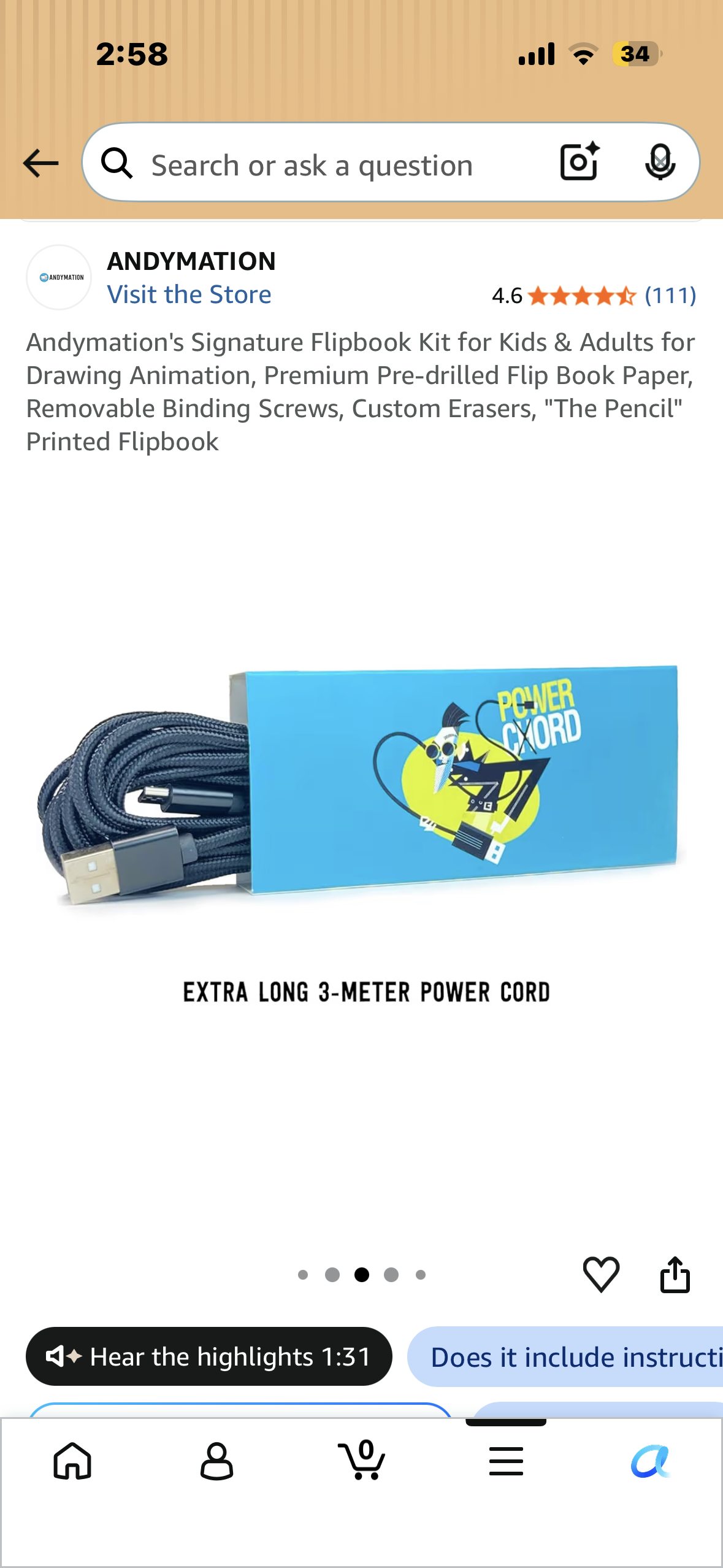 Andymation's Signature Flipbook Kit for Kids & Adults for Drawing Animation, Premium Pre-drilled Flip Book Paper, Removable Binding Screws, Custom Erasers, "The Pencil" Printed Flipbook