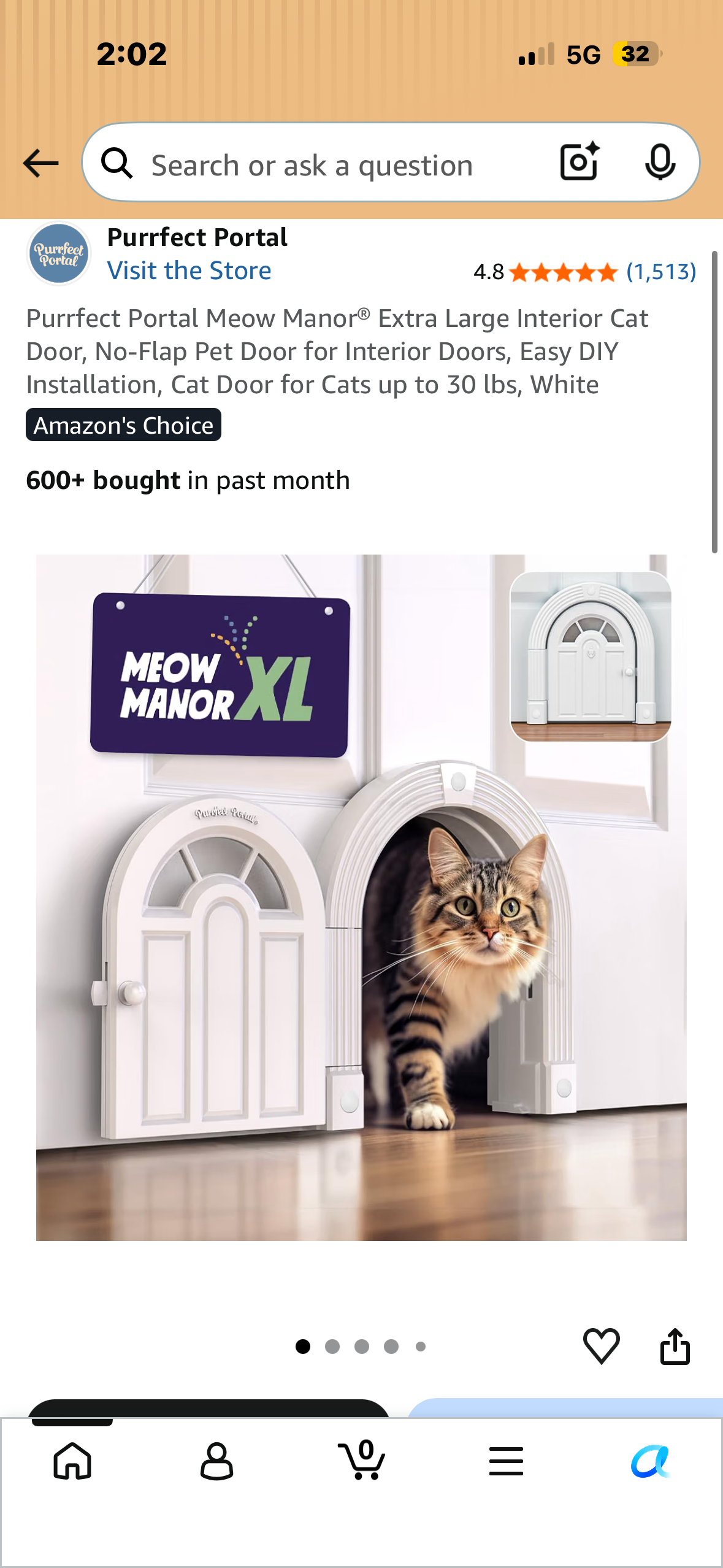 Cat Door, Interior Doors Large - No-Flap, Fits Cats Up to 25 lbs Indoor Cat Door Easy Installation in Minutes, No Training Needed, Fits 1.25" to 1.75" Thick Solid & Hollow Doors